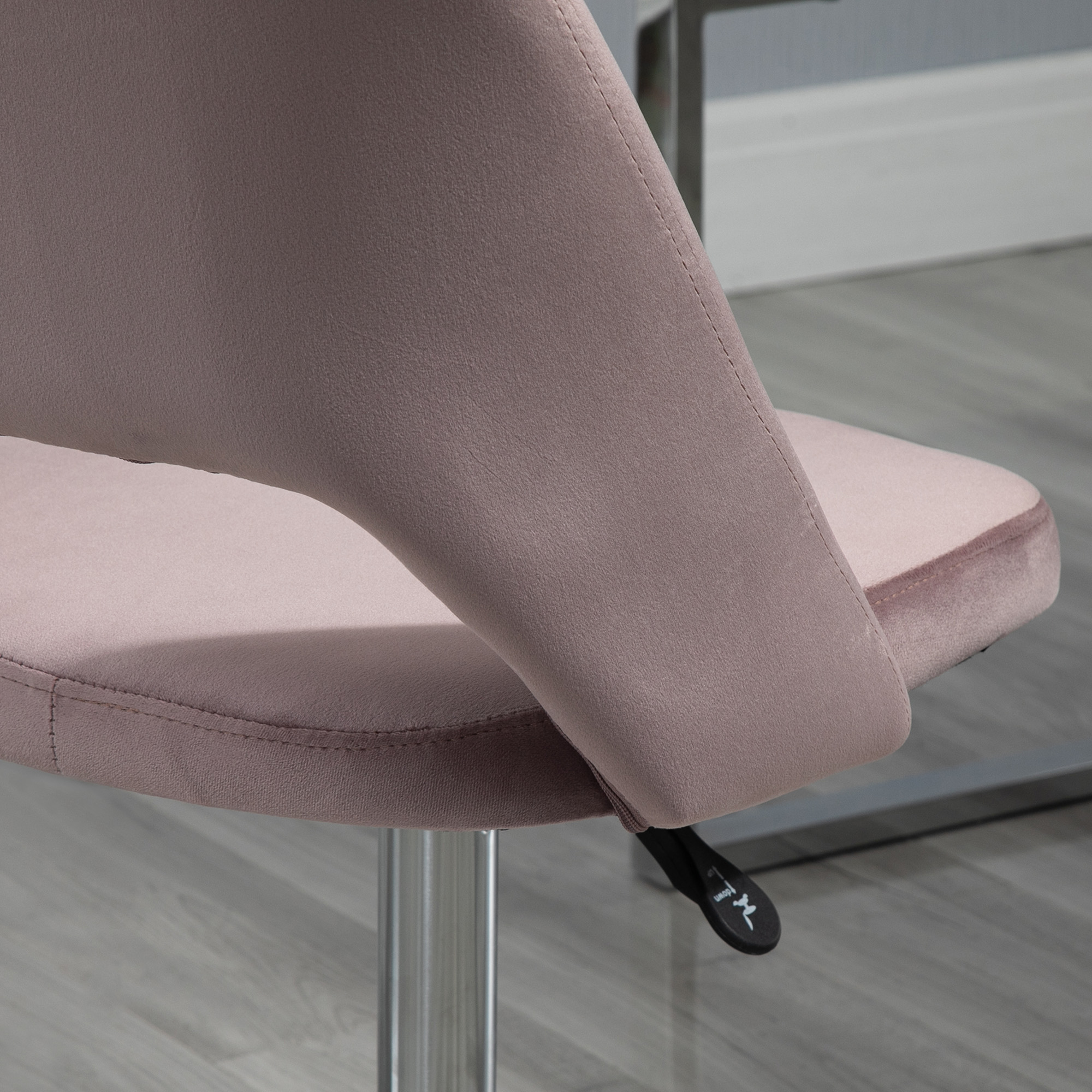 Vinsetto Armless Velvet-Feel Office Chair Pink 8