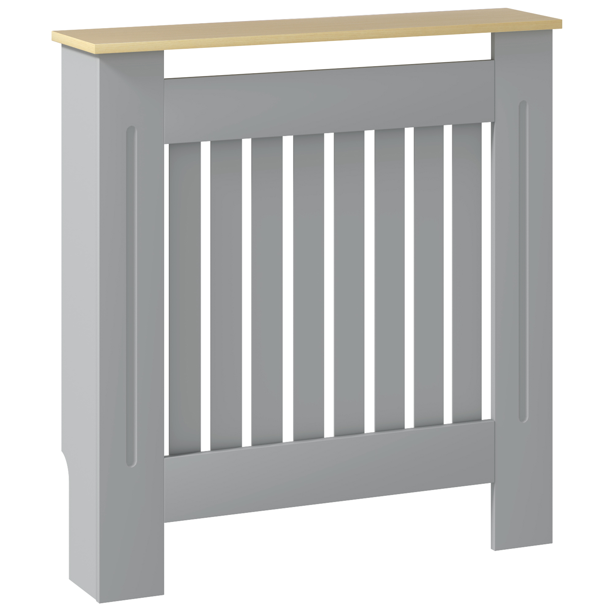 HOMCOM Cubreradiador de MDF Cubierta para Radiador para Salón Dormitorio Pasillo 78x19x83 cm Gris y Roble