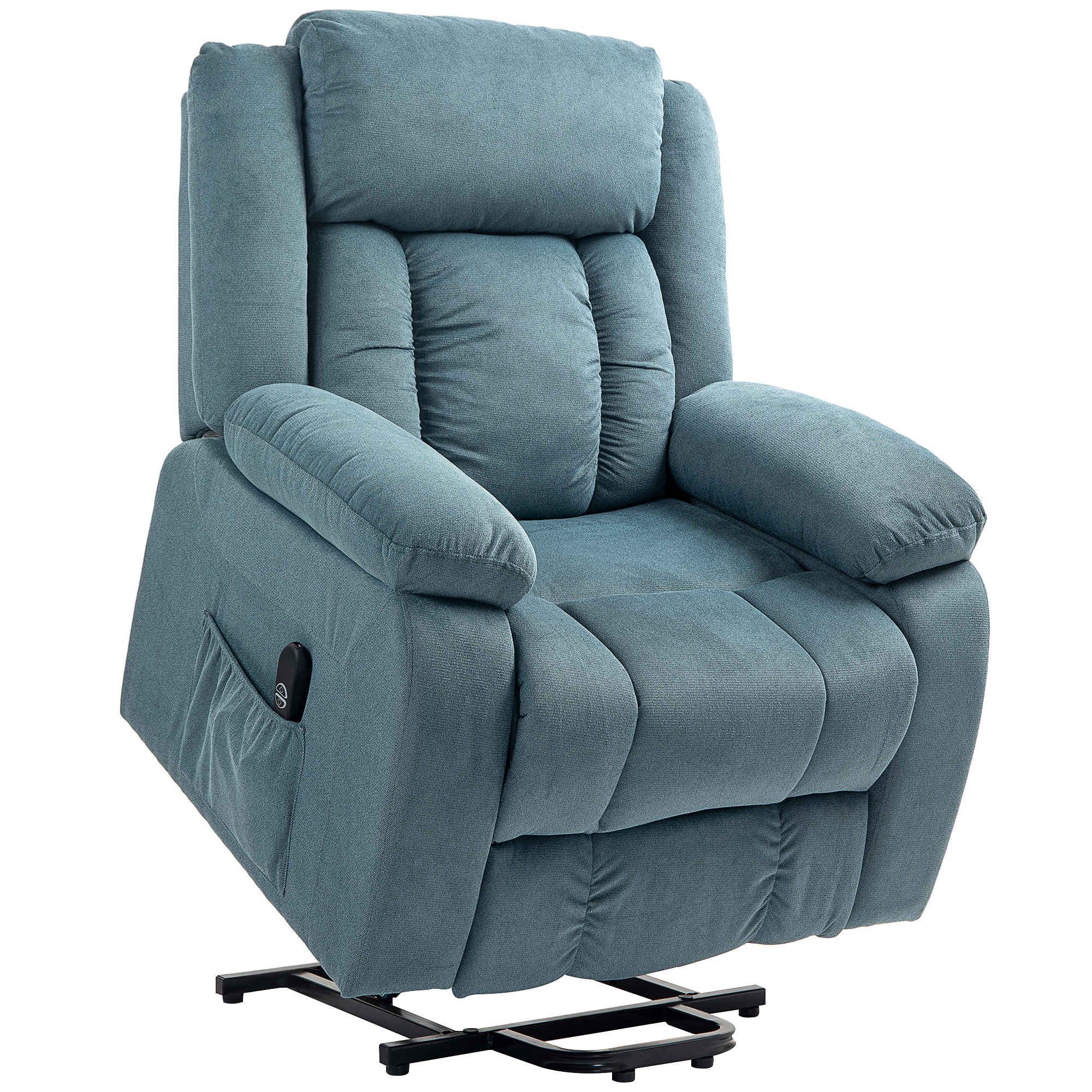 HOMCOM Sillón Relax Reclinable Eléctrico Levanta Personas con Mando a Distancia y Bolsillos Laterales Sillón Elevador Azul
