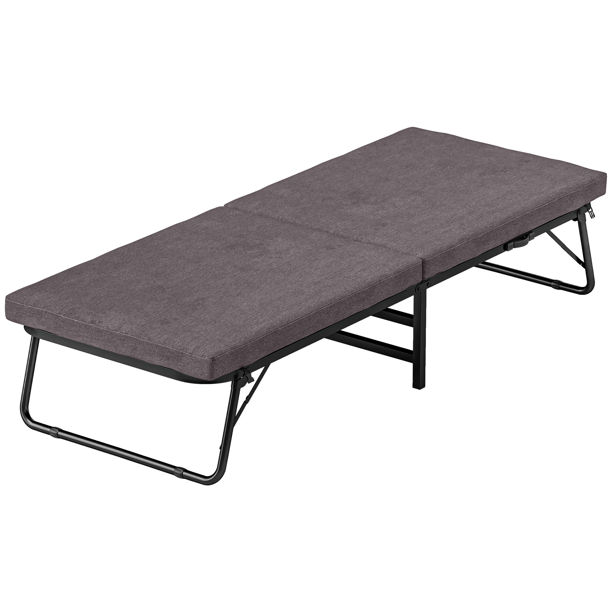 HOMCOM Cama Plegatín Plegable 70x180 cm con Colchón de Espuma Respaldo Ajustable en 5 Posiciones y Ruedas Carga 120 kg Marrón