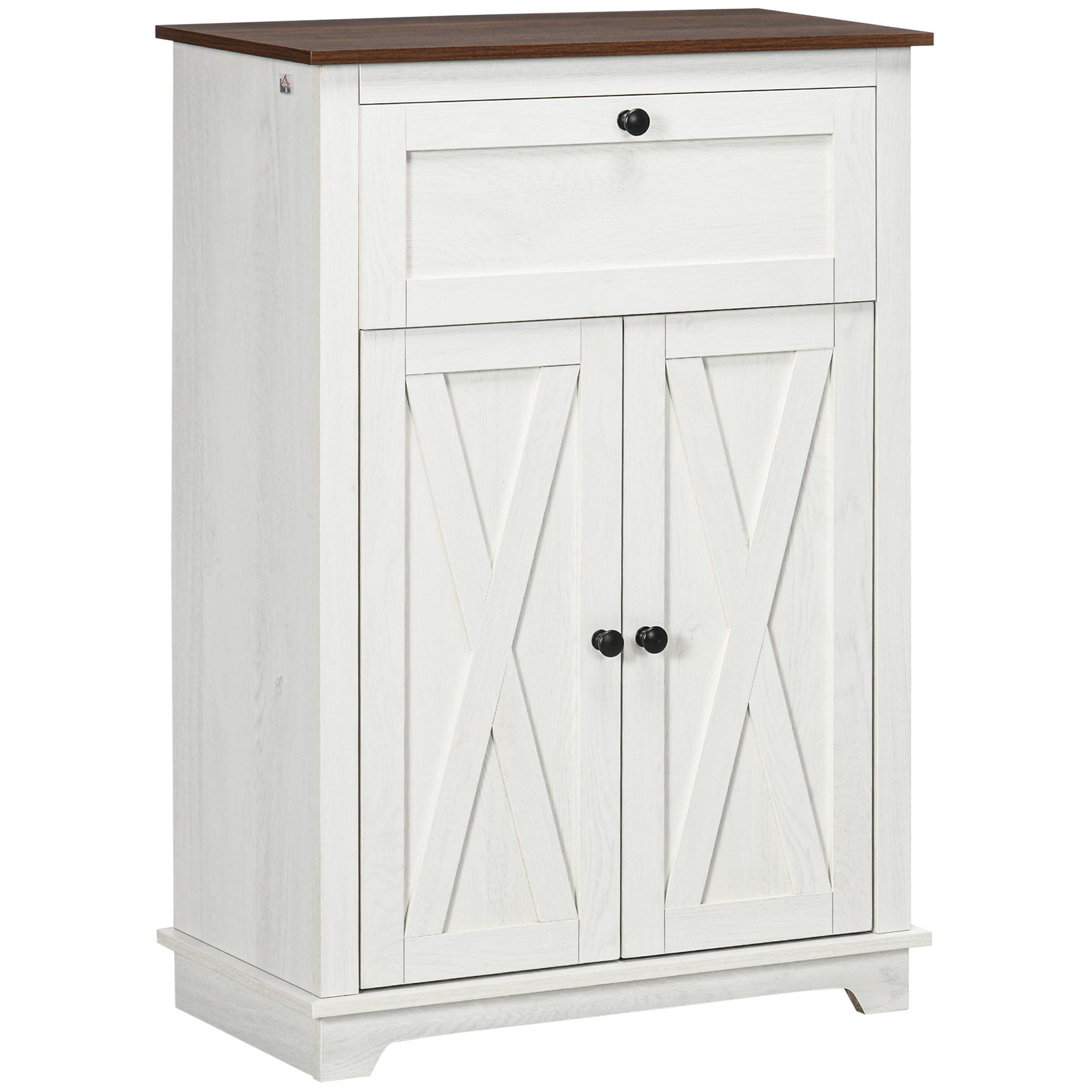 HOMCOM Meuble de rangement buffet multi-rangements 2 portes avec étagère réglable 1 tiroir, dim. 60L x 30P x 87,5H cm