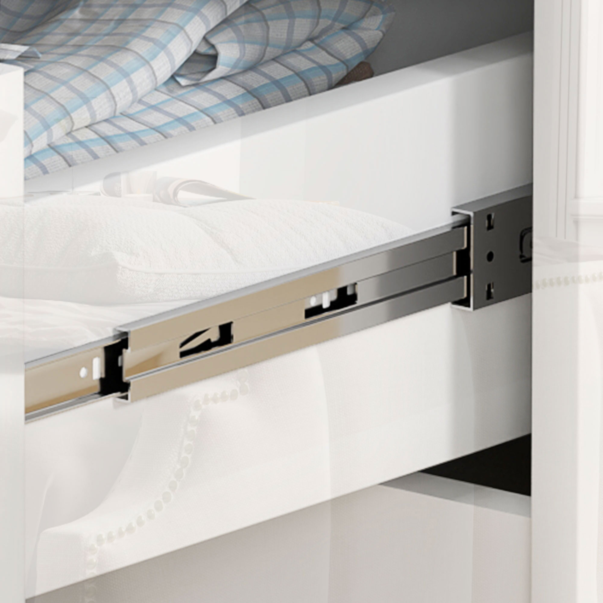  Comoda cu 4 Sertare Moderna si Minimalista, Comoda din Pal Melaminat, 60x40x85 cm, Alb Lucios [8]