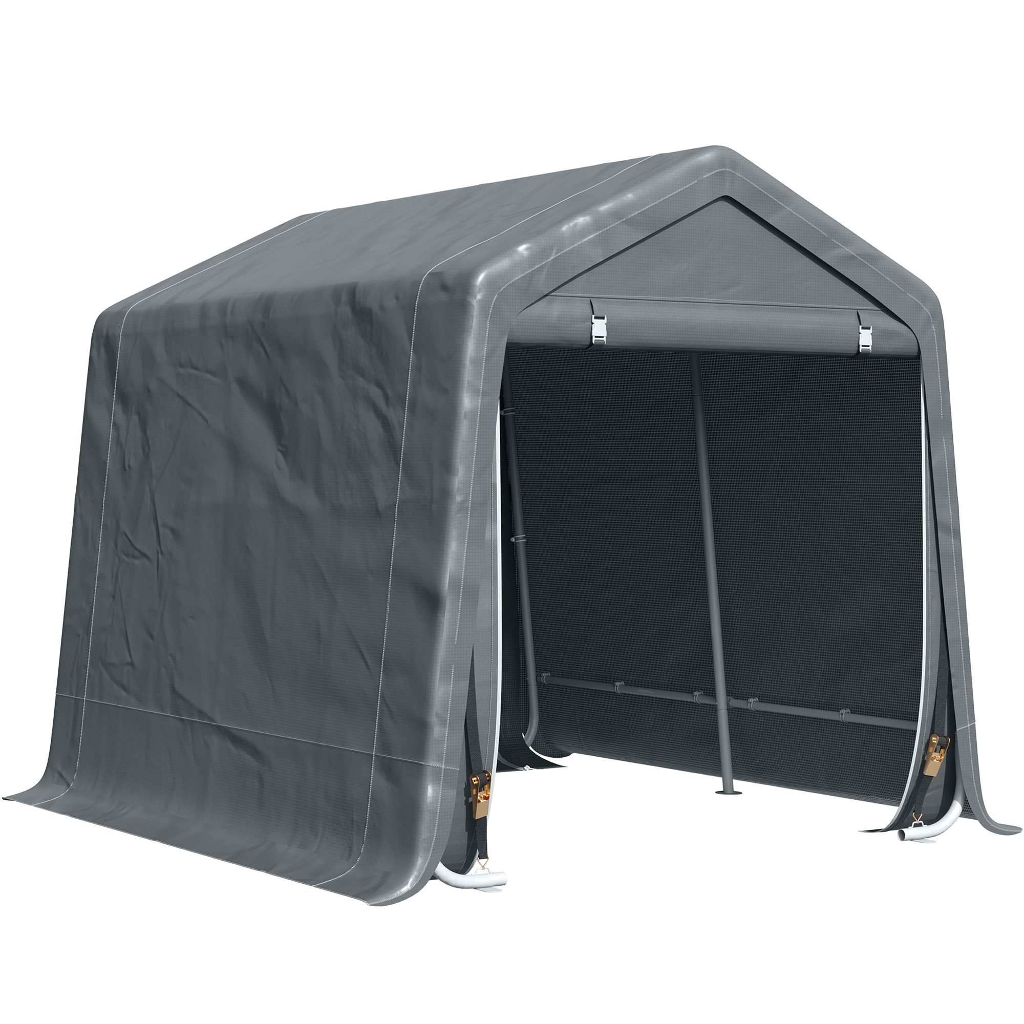 Outsunny Carpa de Jardín Exterior 2,8x2,4x2,4 m Cobertizo Exterior con 2 Puertas con Cremallera Impermeable Anti-UV Carpa Gris