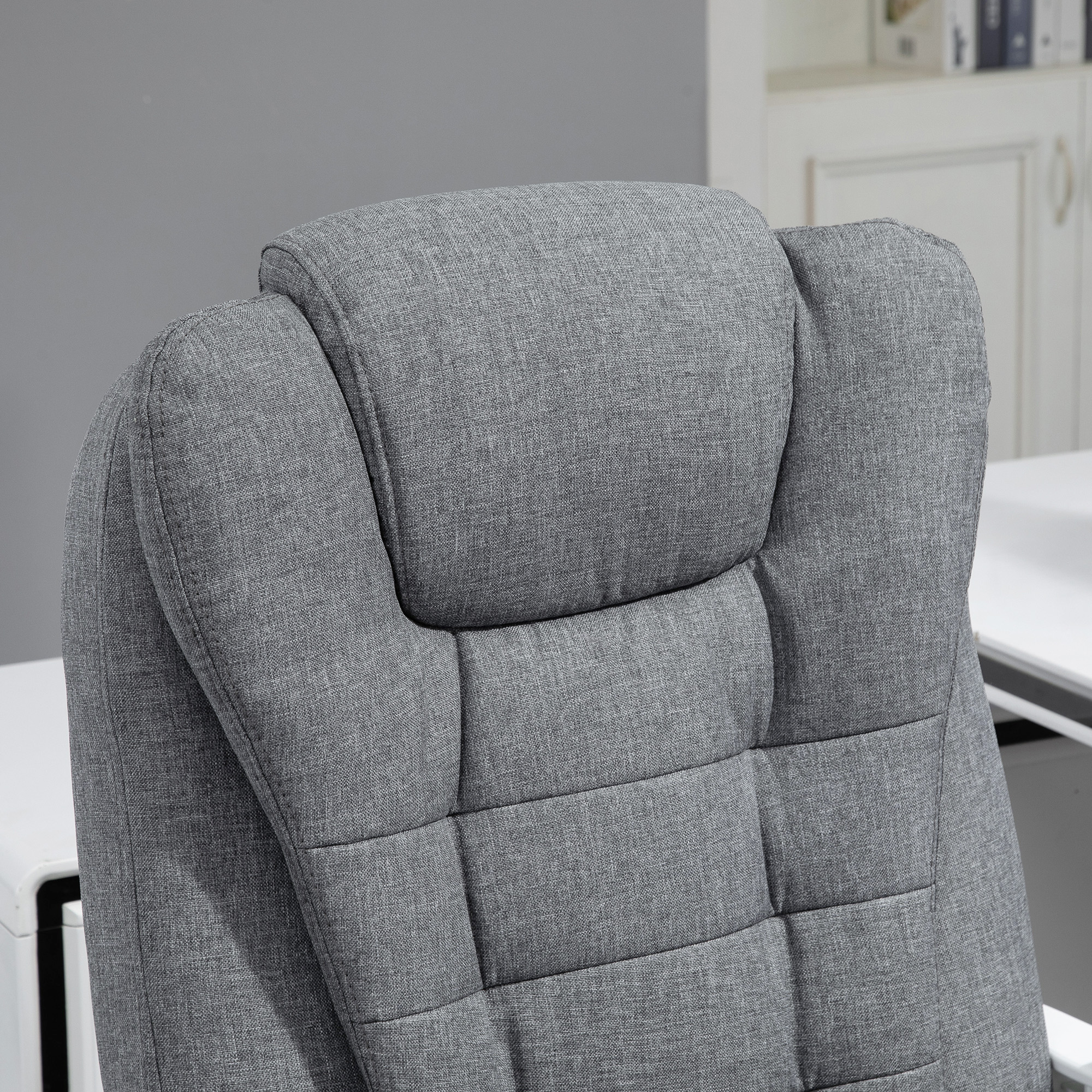 Vinsetto Heated 6 Points Vibration Massage Executive Office Chair Adjustable Swivel Ergonomic High Back Desk Chair Recliner with Footrest Grey 9