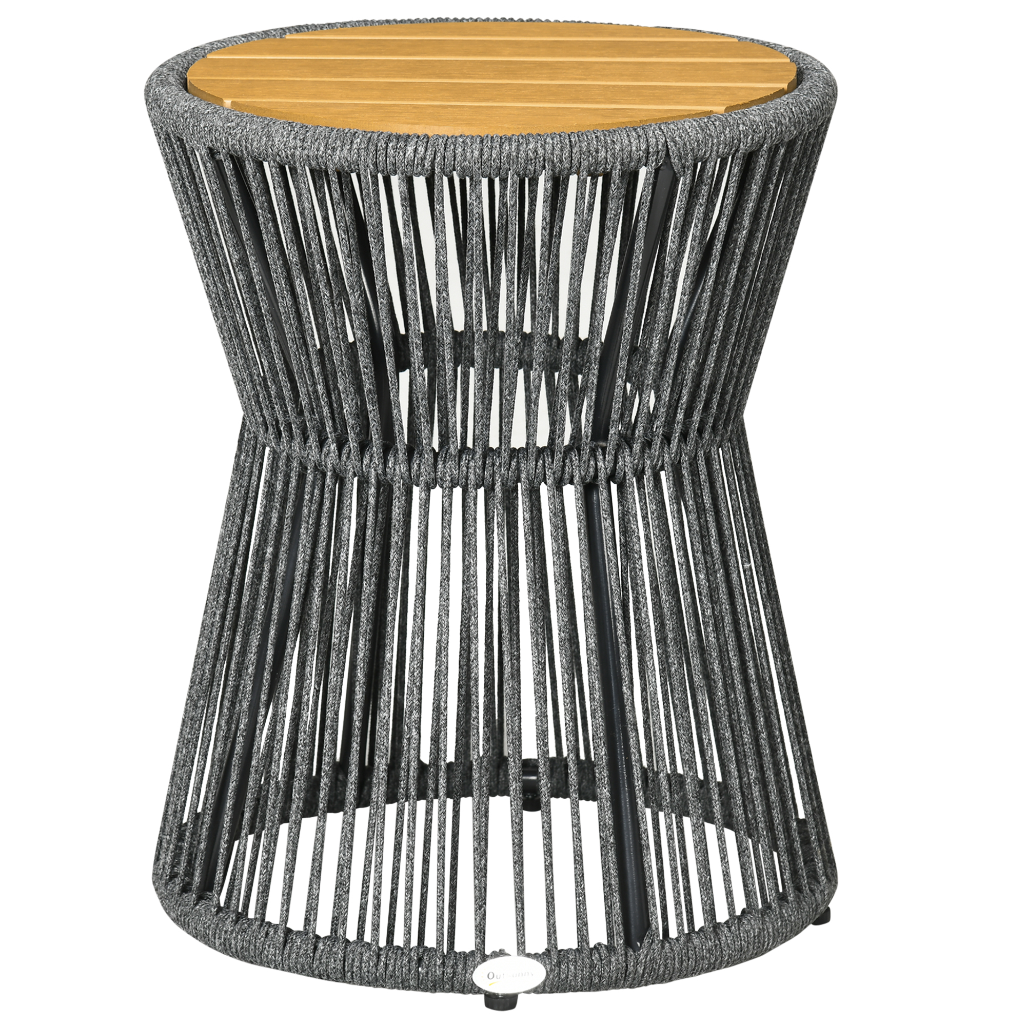 Outsunny Table de Jardin au Style Bohème, résistante aux intempéries, rotin en PE, 39 cm x 39 cm x 49 cm, Noir + Naturel