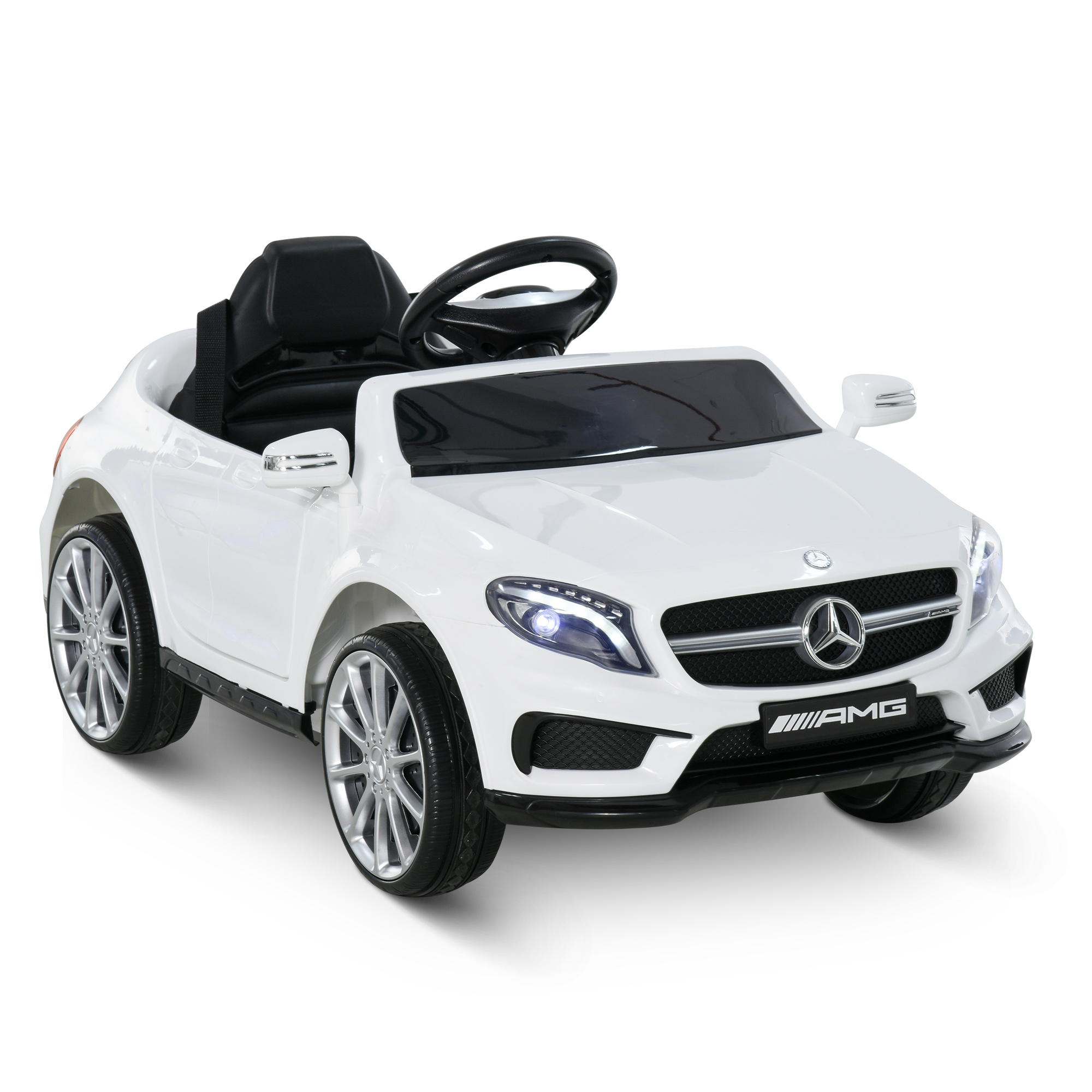 HOMCOM Elektroauto Mercedes Benz GLA für Kinder ab 3 Jahren mit Fernbedienung, MP3 USB, Lichtern und Geräuschen, öffnenden Türen, maximale Belastung 30 kg, Abmessungen 100 x 58 x 46 cm weiß   Aosom – HOMCOM