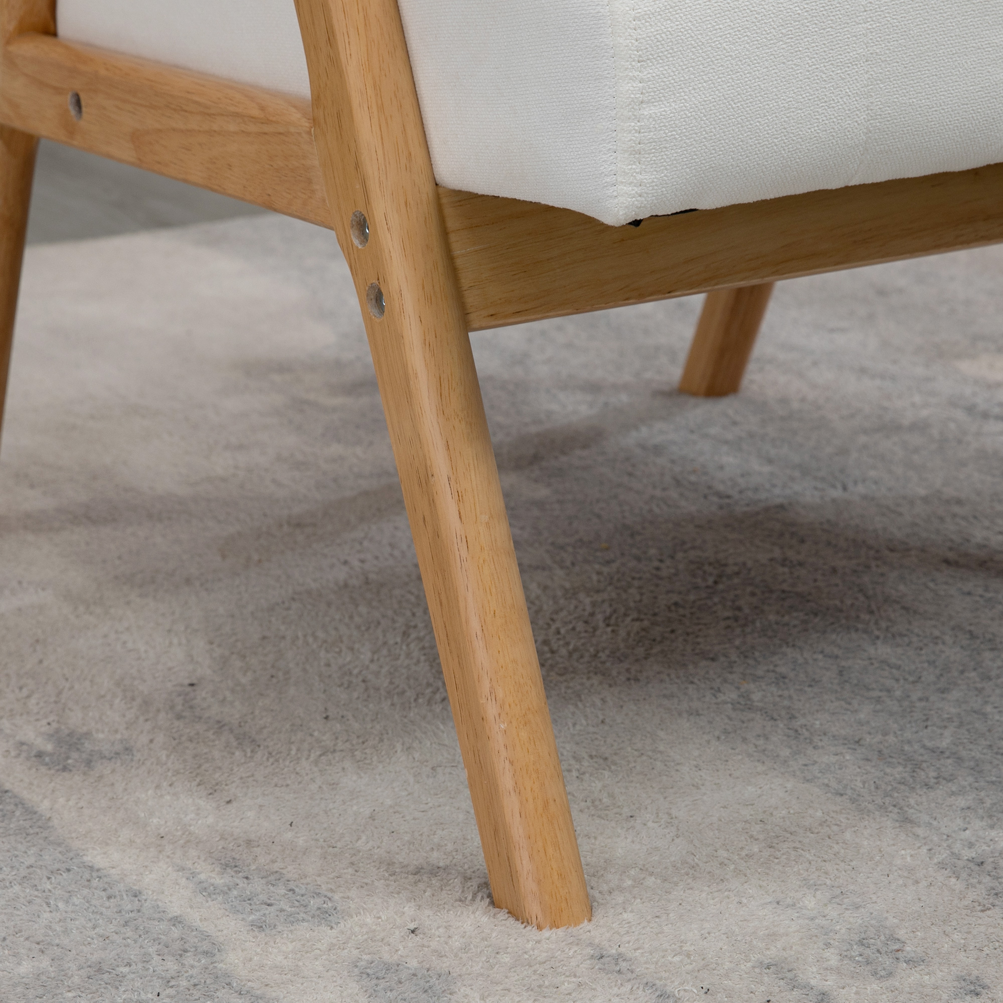 Fauteuil Salon HOMCOM Fauteuil Lounge Fauteuil Tapissé En Velours Avec Coussin Et Pieds En Bois Caoutchouté Pour Bureau Bureau D'étude Chambre 68x75x78 Cm Crème Canapés Poltron Et Sofa