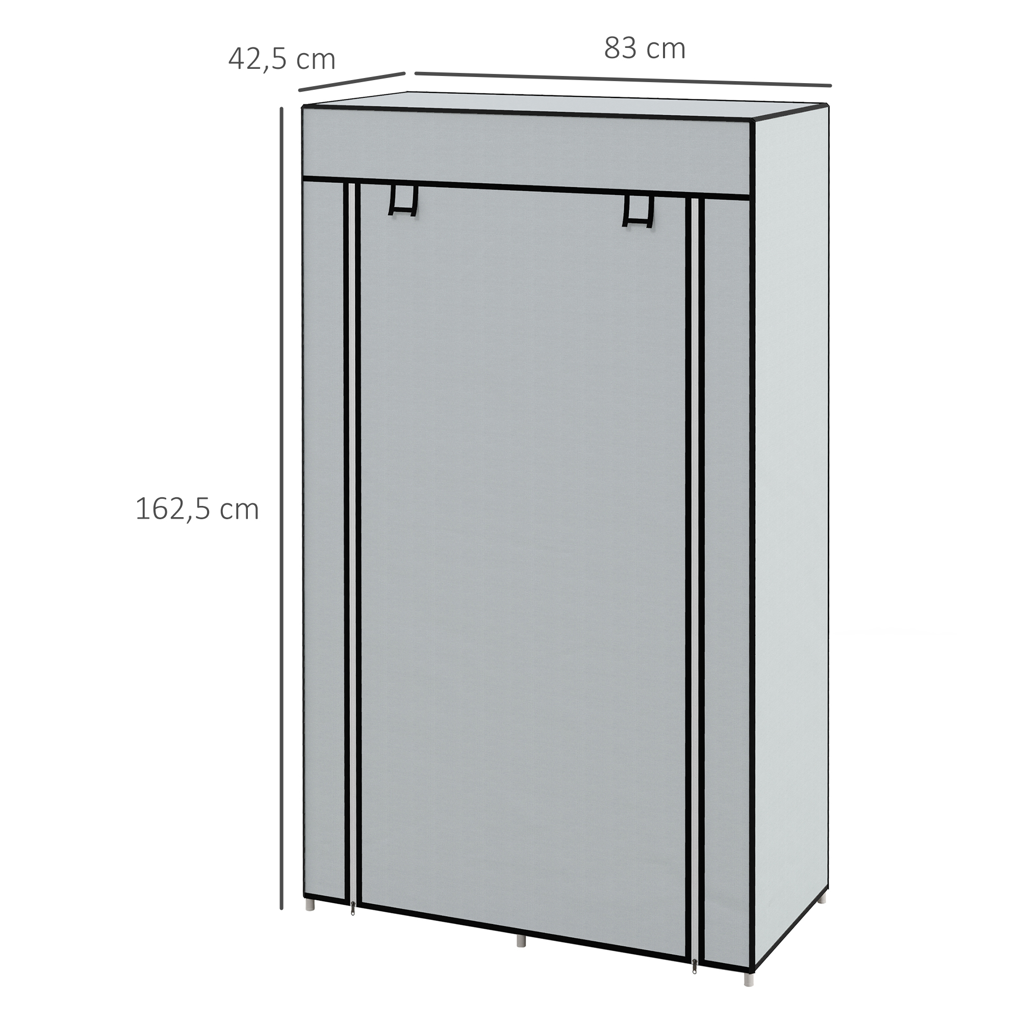 Armoire en Tissus avec 5 compartiments, tringle à vêtements, porte-manteau avec