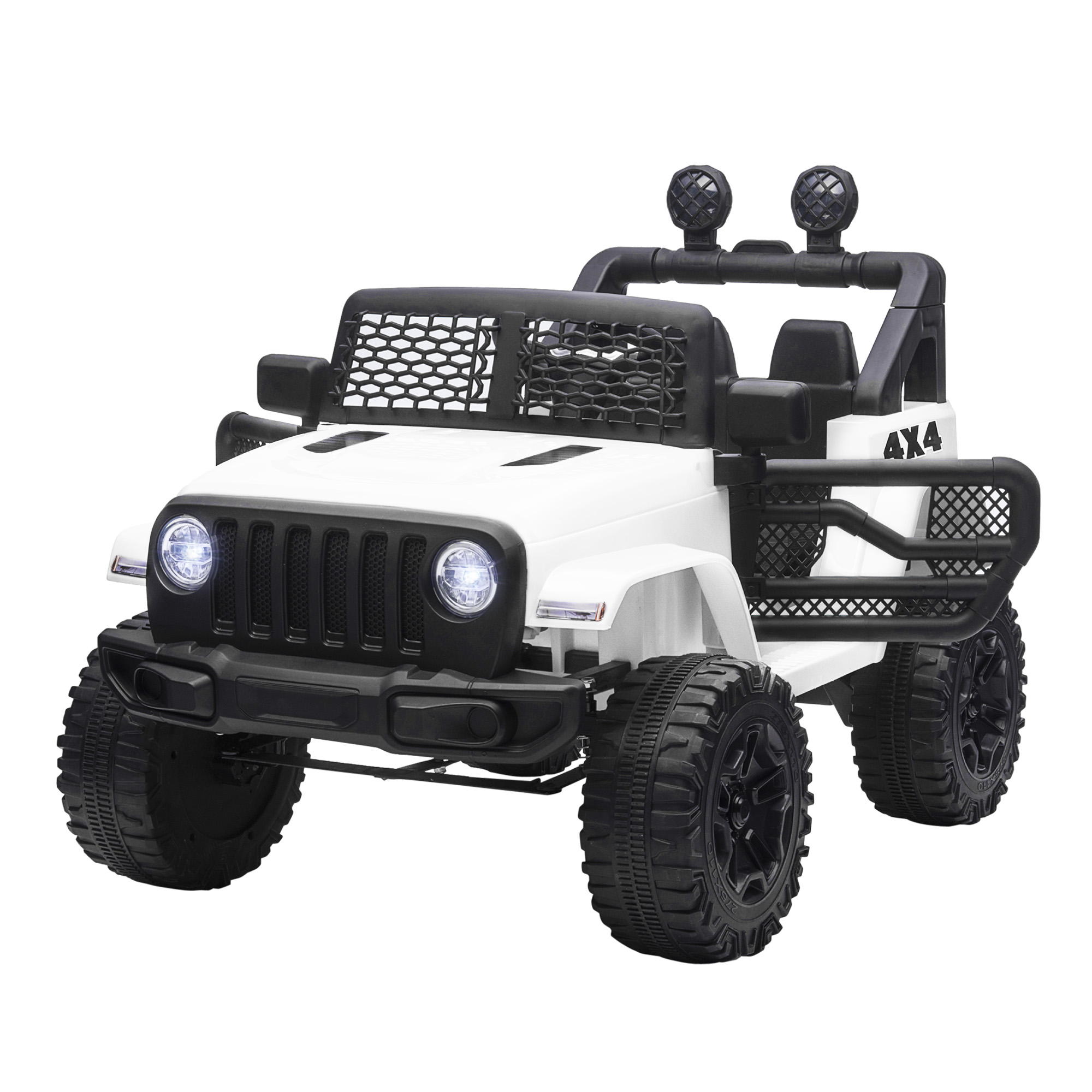 HOMCOM Elektroauto für Kinder mit Heckantrieb 12 V 5 Km/h max. Fernbedienung inklusive Licht- und Soundeffekte dim. 100L x 65B x 72H cm Weiß Aosom