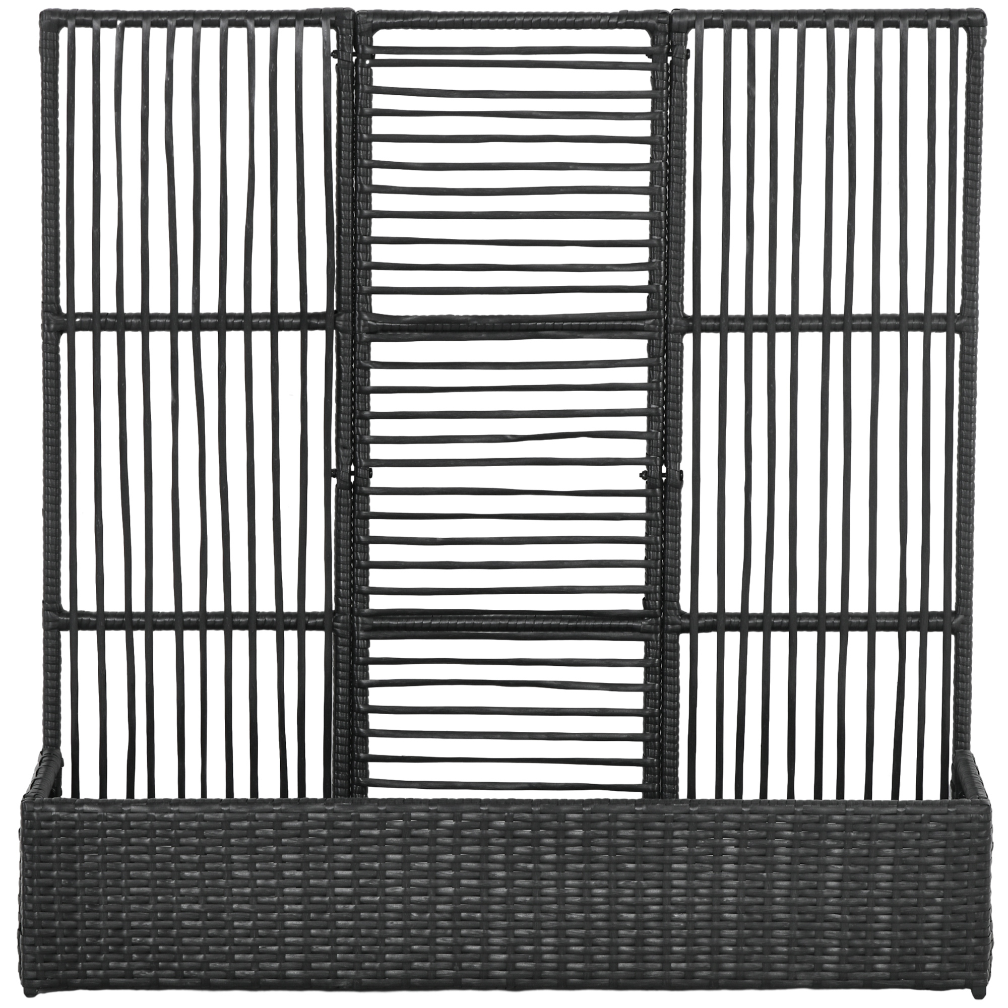 Outsunny Jardinière avec treillis, résistante aux intempéries, en rotin de polyéthylène, 103 x 103 x 29 cm, Noir