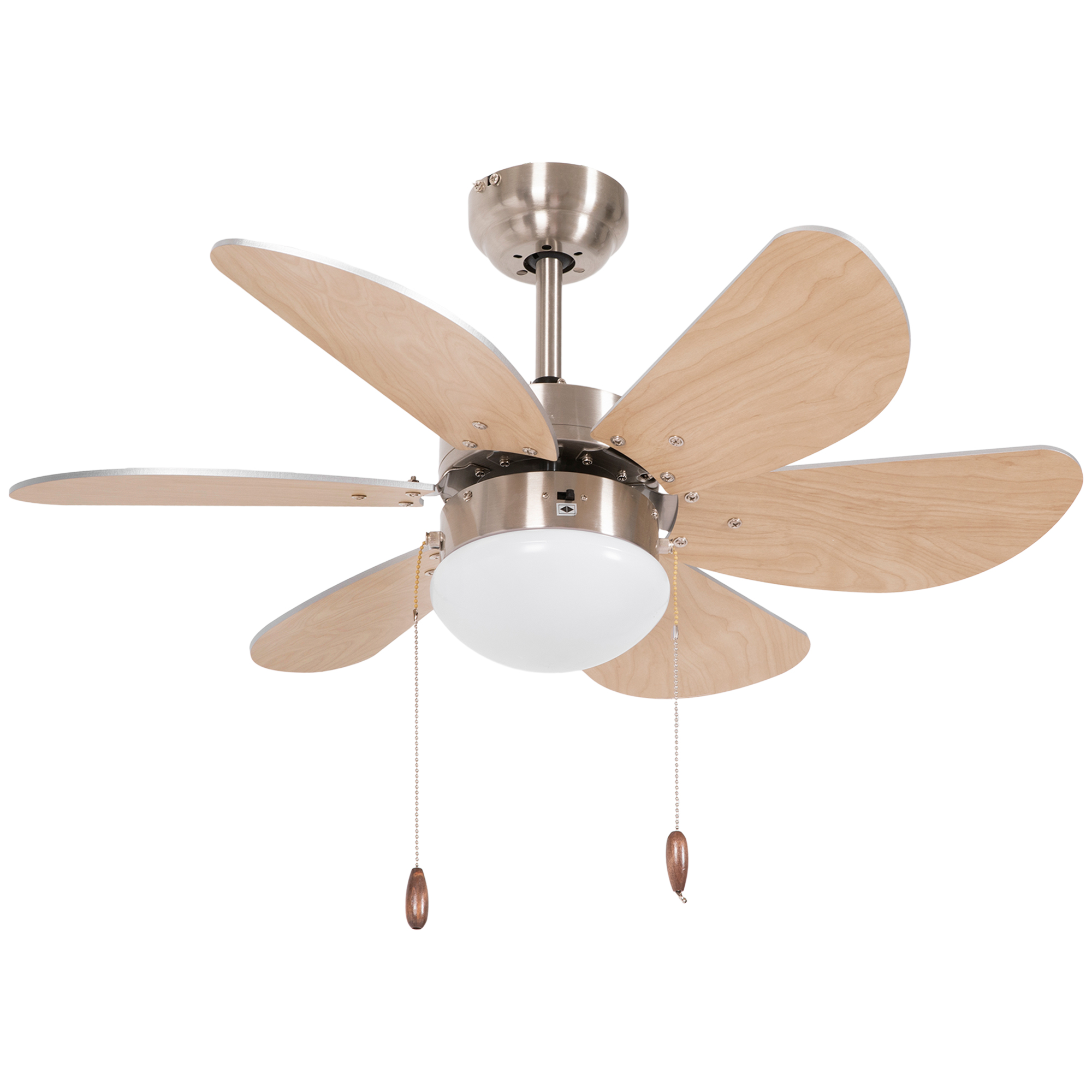HOMCOM Ventilateur de plafond avec éclairage, Interrupteur à chaîne, 3 vitesses, 76 cm x 76 cm x 41,5 cm, Blanc