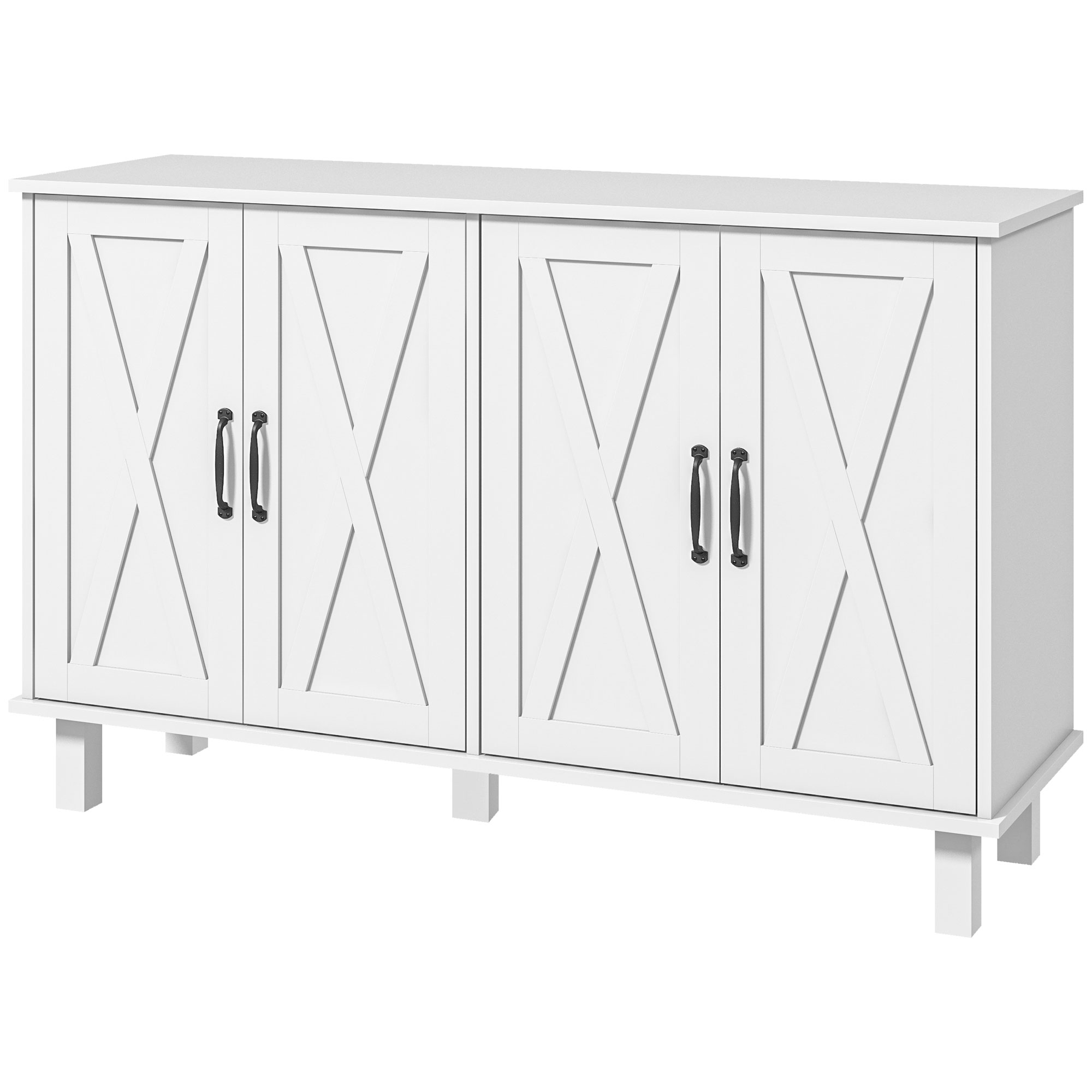 HOMCOM Buffet Sideboard Landhaus-Stil Küchenschrank 2 Doppeltürschrank mit verstellbaren Regalen 120 x 37 x 75 cm - weiß Aosom