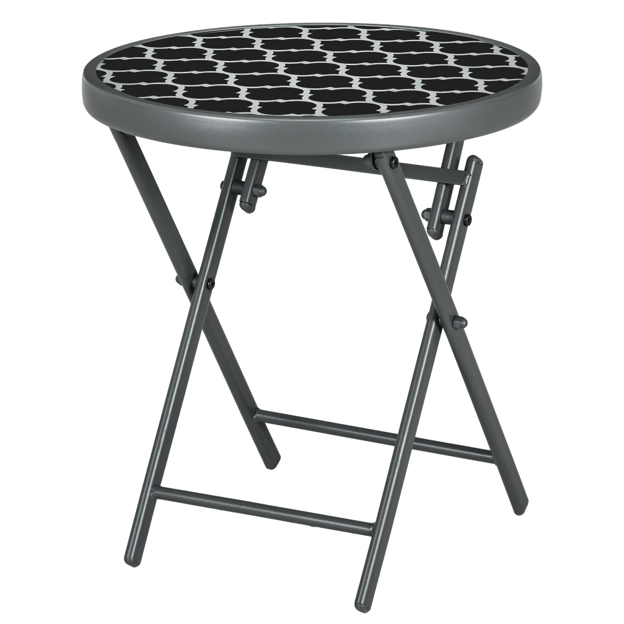 Outsunny Table de jardin pliante, Table de jardin ronde, résistante aux intempéries, pliable,  Ø45 x 50 cm, Noir