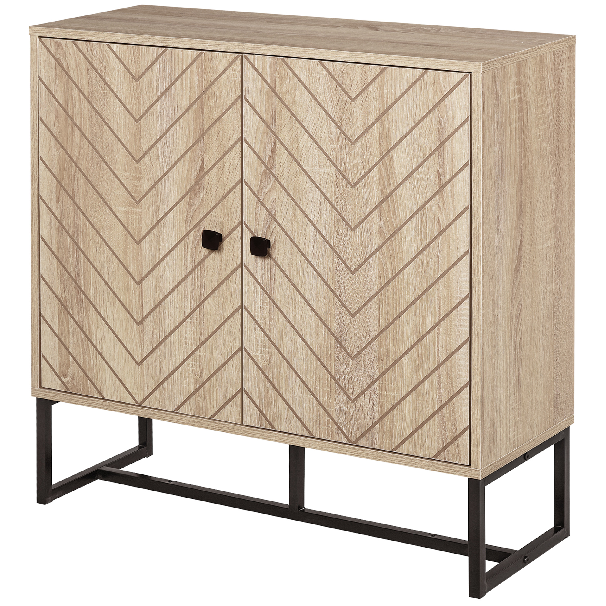 HOMCOM Buffet Schrank 2 Türen Holz und metallische Füße Schwarz 80L x 29,5B x 80H cm Aosom