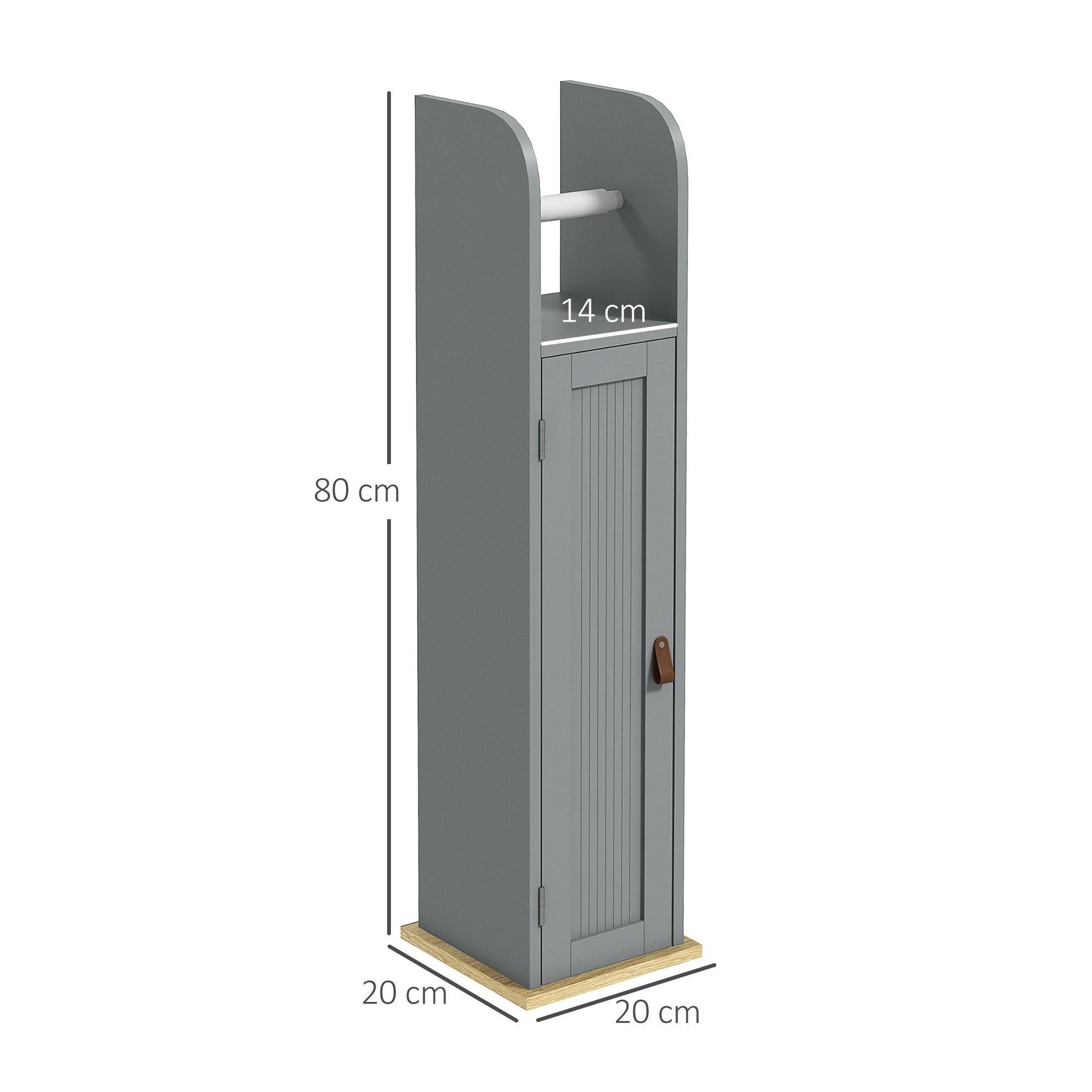 Kleankin Toilettenpapierhalter Mit Schrank – Schmaler Standschrank 18x20x80 Cm, Weiß, Mit Verstellbarem Regal