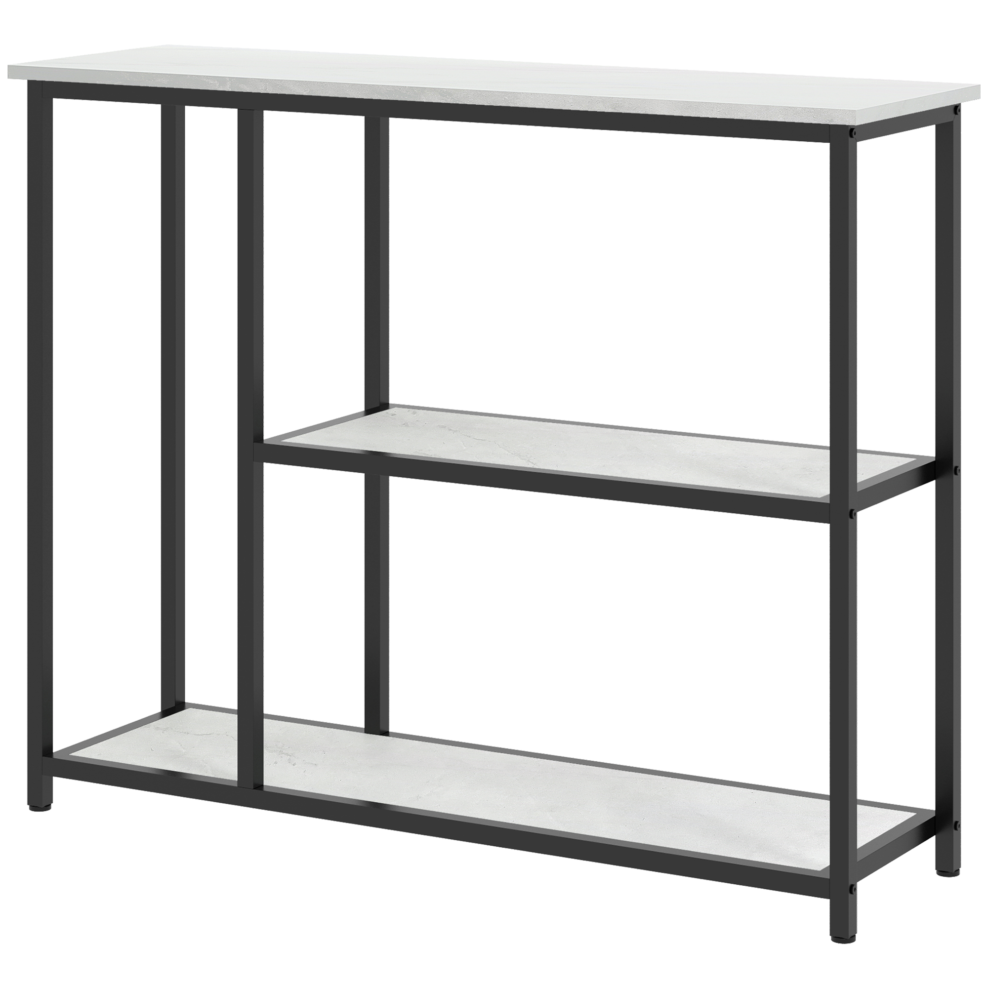 HOMCOM Console d'Entrée au Design Industriel, 2 Étagères, Effet Marbre, Noir + Blanc