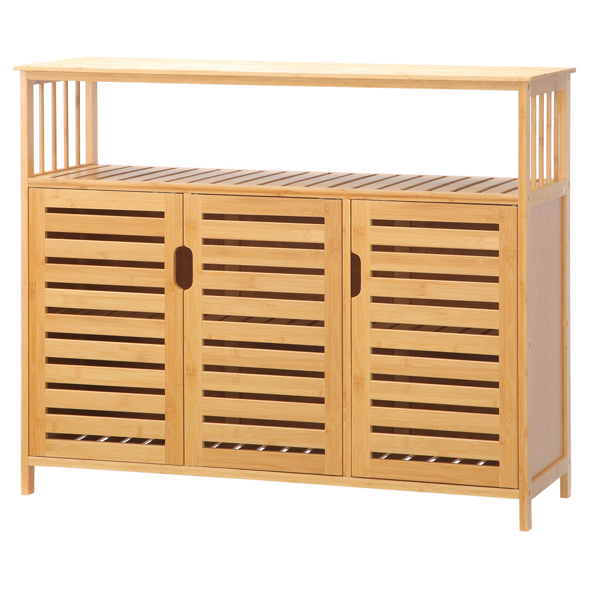 HOMCOM Buffet Aufbewahrungsschrank aus Bambusholz mit 3 Türen und Regalen - 100 x 35 x 82 cm Aosom