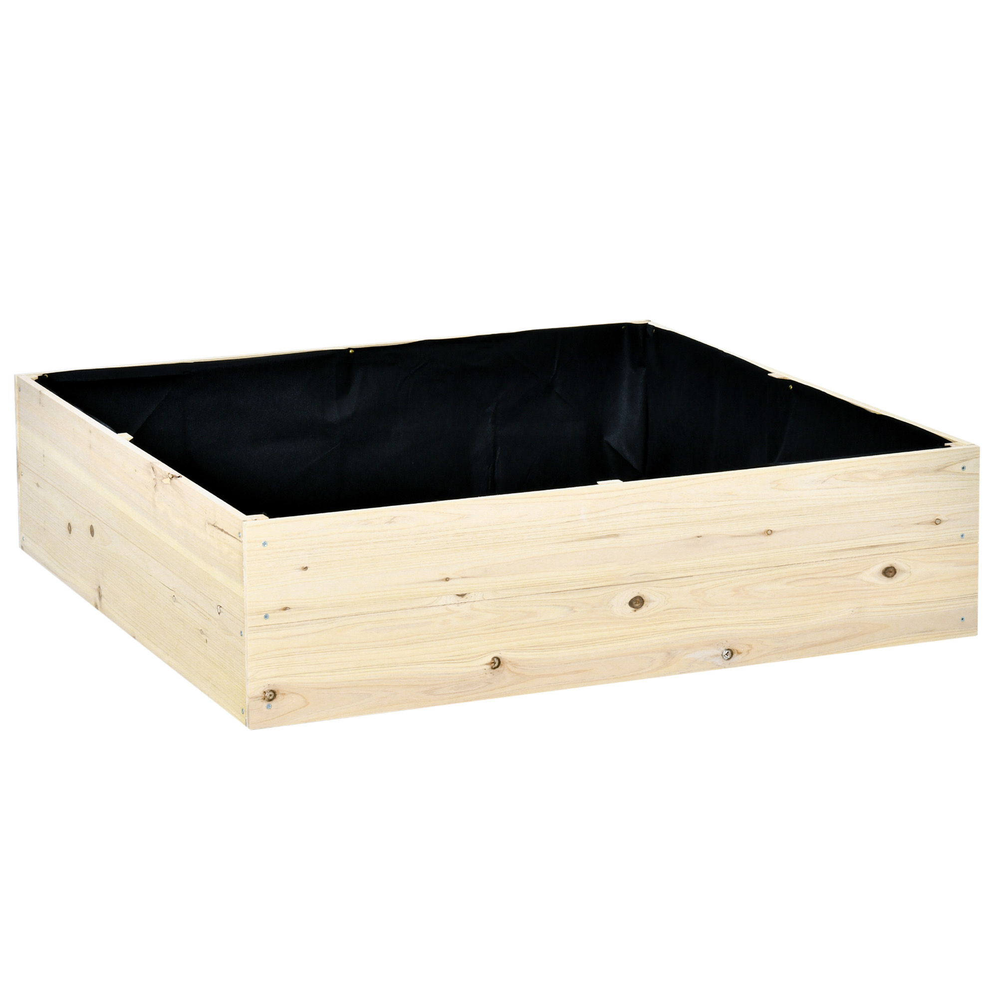 Outsunny Jardinière surélevée en bois avec doublure en tissu non-tissé pour balcon jardin Nature 117 x 117 x 30 cm