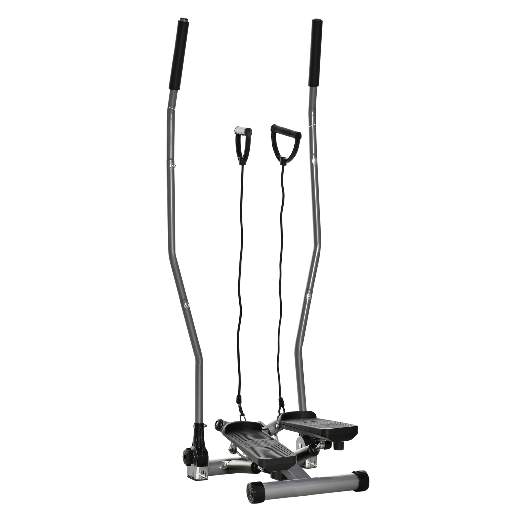 HOMCOM Stepper mit Griffen und Extensoren Fitnessgerät mit LCD-Display aus Stahl ABS 54 x 40 x 135 cm Schwarz und Silber   Aosom – HOMCOM