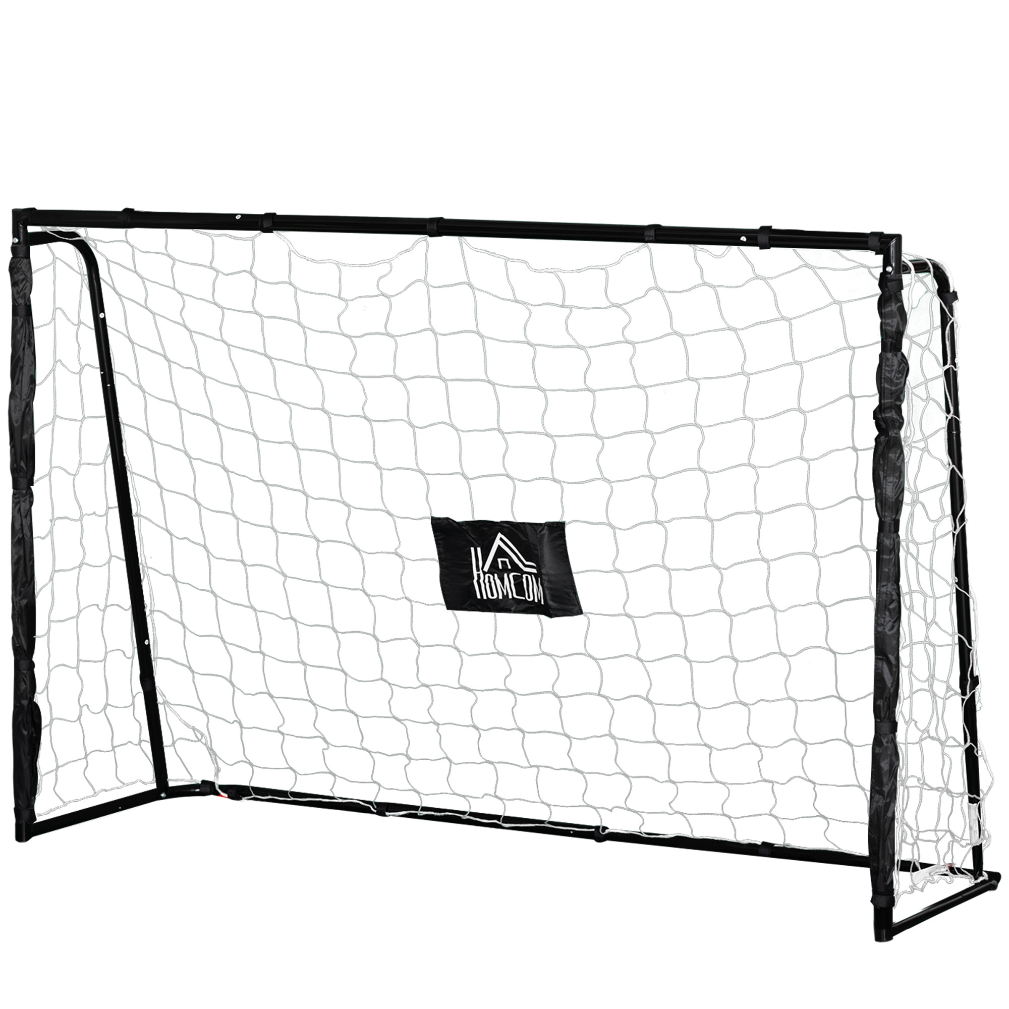 HOMCOM Fußballtor - Fußballtor - Trainingsziel Abm. 186L x 62B x 123H cm - Metallrahmen PE-Netz - Erdanker & Werkzeug inklusive - Schwarz Weiß Aosom
