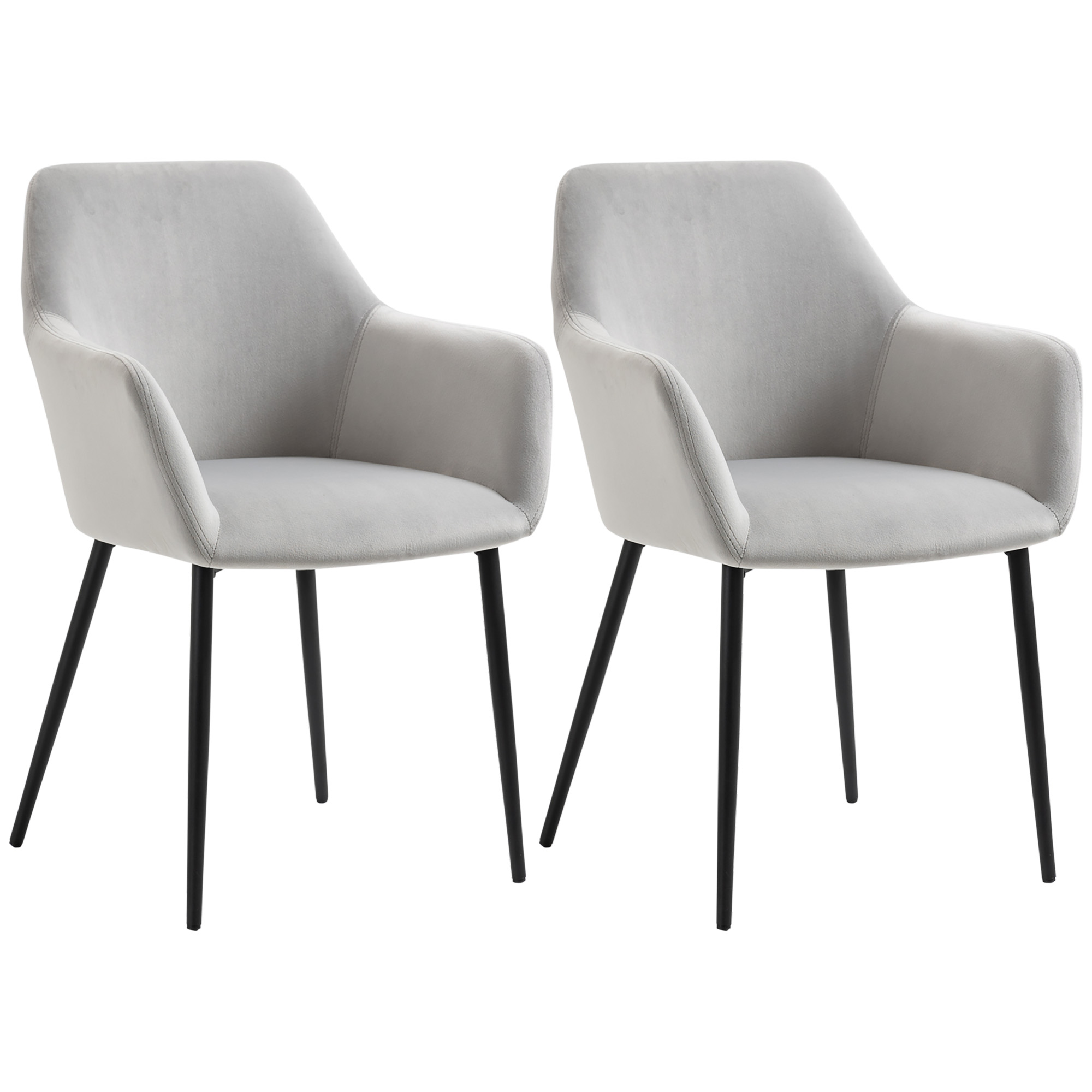 HOMCOM Ensemble de chaises de salle à manger confortable, 54x57x80 cm, Gris clair HOMCOM Ensemble de chaises de salle à manger confortable, 54x57x80 cm, Gris clair