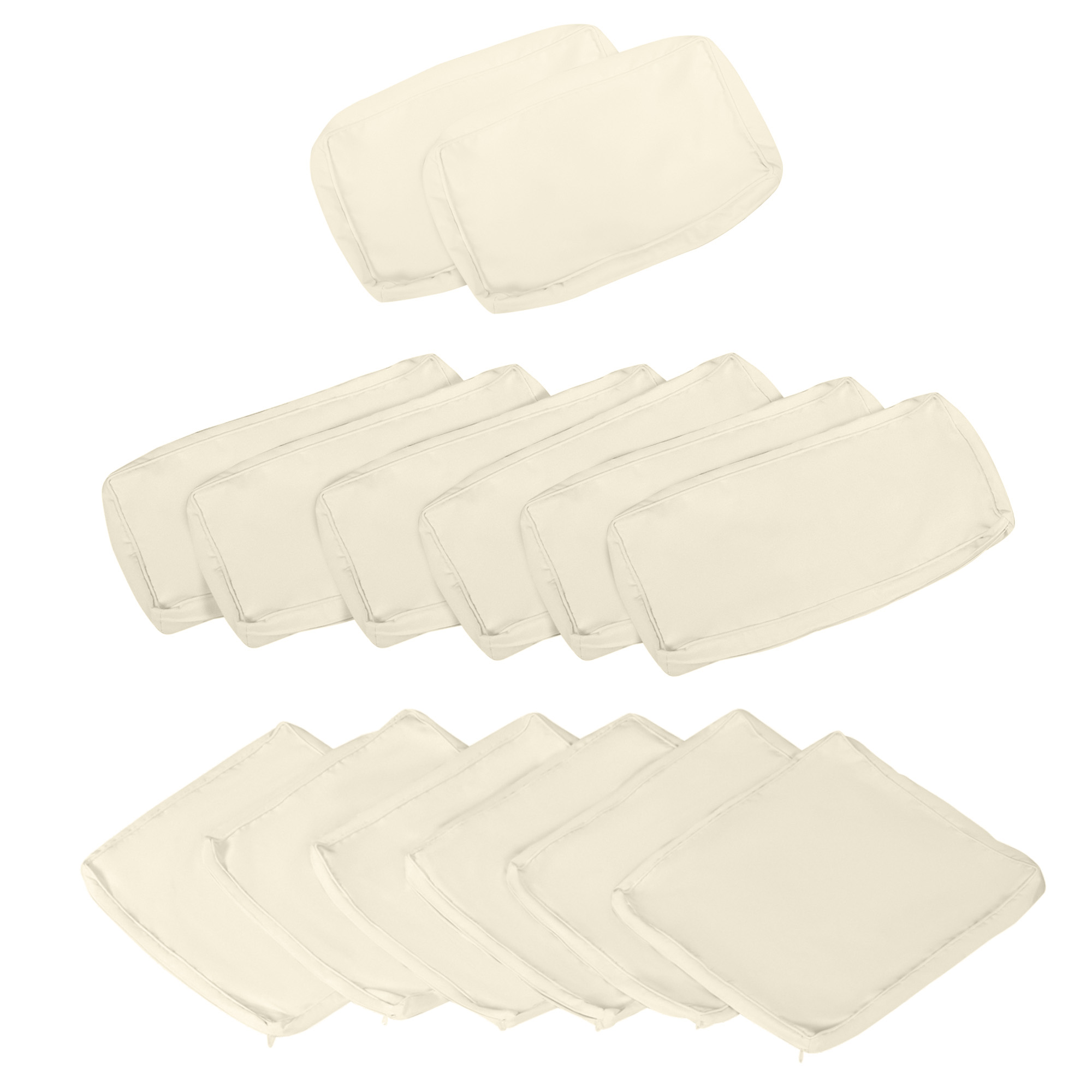 Outsunny Set mit 14 Ersatzbezügen für Gartenmöbelkissen - 6 Sitzkissenbezüge, 8 Rückenkissenbezüge - Reißverschluss Polyester wasserabweisend Beige Aosom