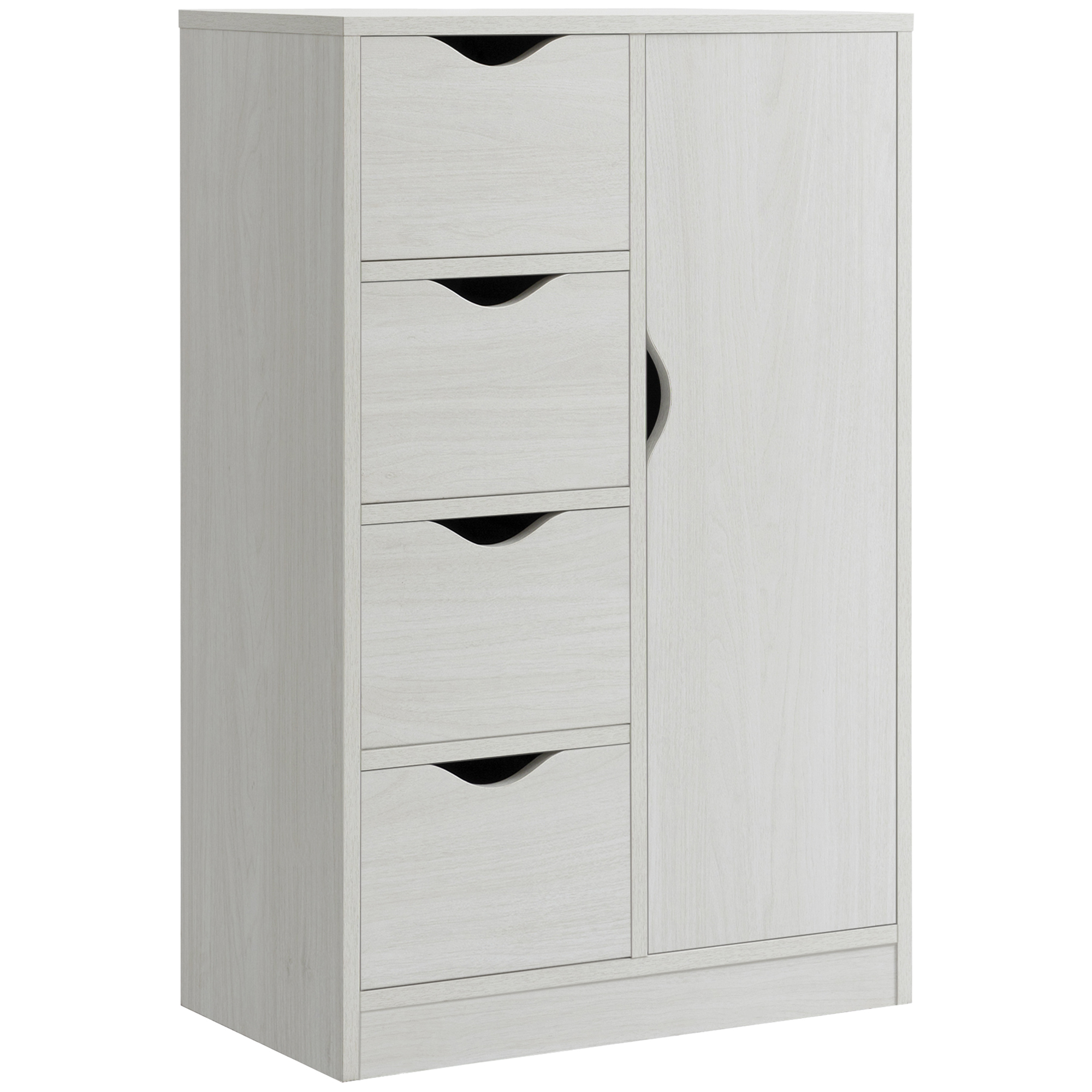 HOMCOM Aufbewahrungsschrank Sideboard Kommode modern 1 Schrank und 4 Schubladen - aus Holz - für Wohnzimmer, Küche, Eingangsbereich, Esszimmer - weiß Aosom