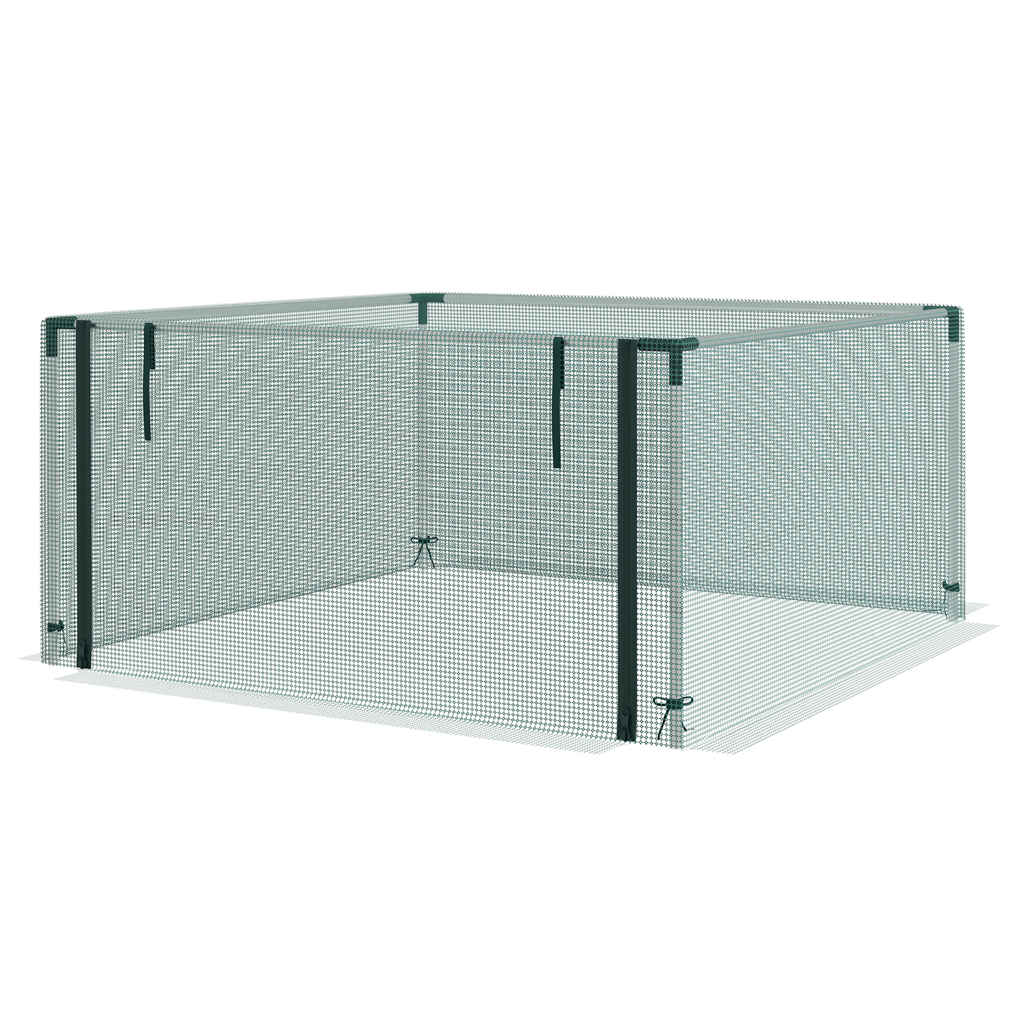 Outsunny Filet de Protection des Plantes, Protection des Légumes, Porte à Fermeture à Glissière, Cadre en Acier, 125x125x62,5 cm, Vert/Argent