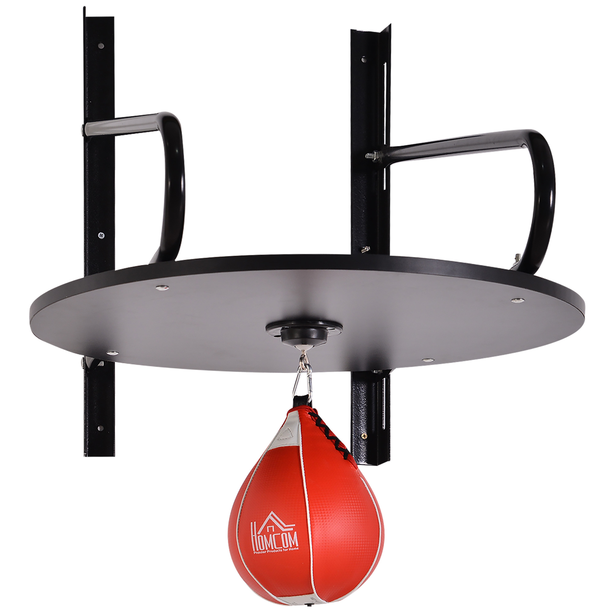 HOMCOM Punching Ball Speedball Boxen mit drehbarer Plattform + Luftpumpe Höhenverstellbar Stahl synthetische Beschichtung Rot Schwarz Aosom