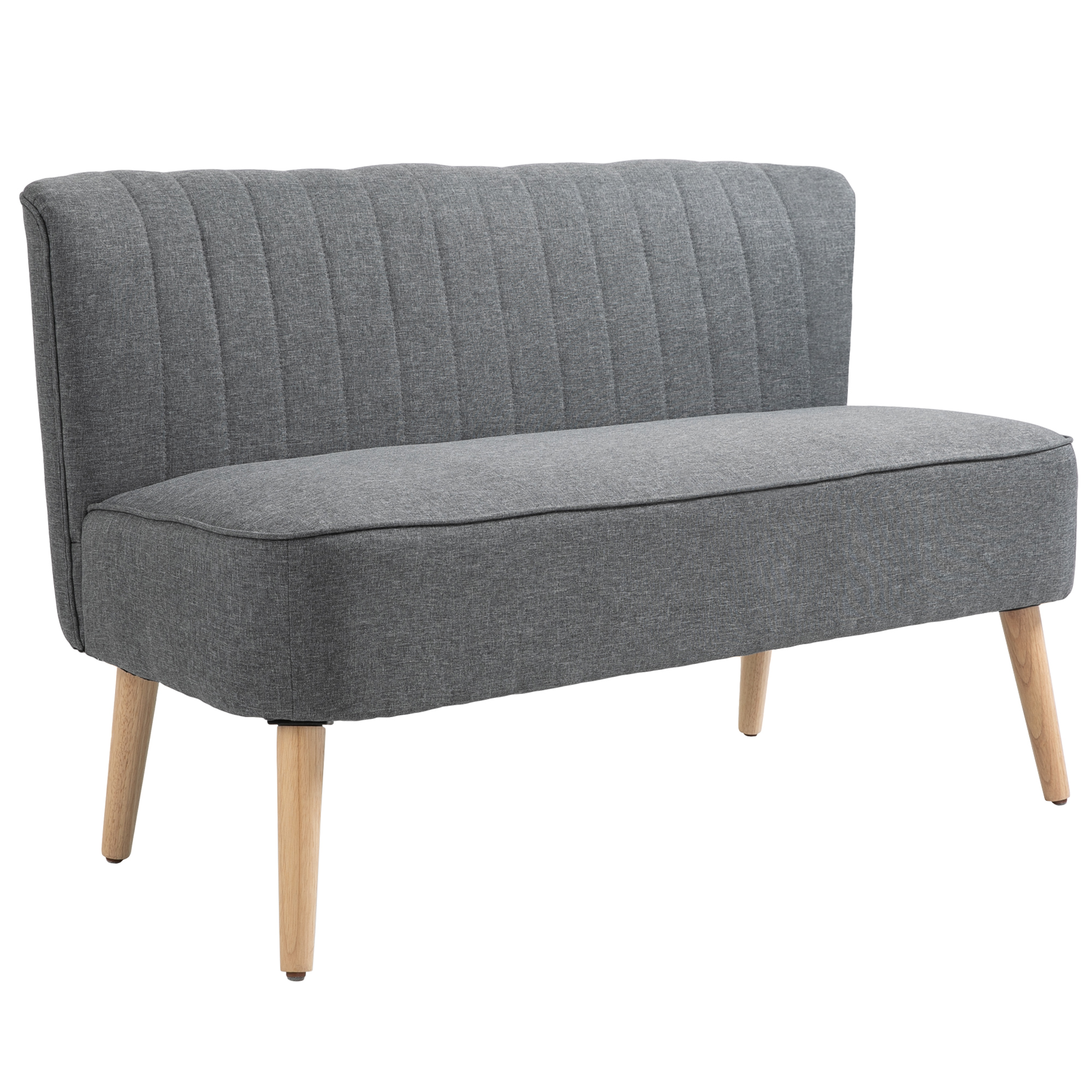 HOMCOM Canapé 2 places, rembourrage moelleux, revêtement facile d'entretien, jusqu'à 150 kg, 117 x 56,5 x 77 cm, Gris clair