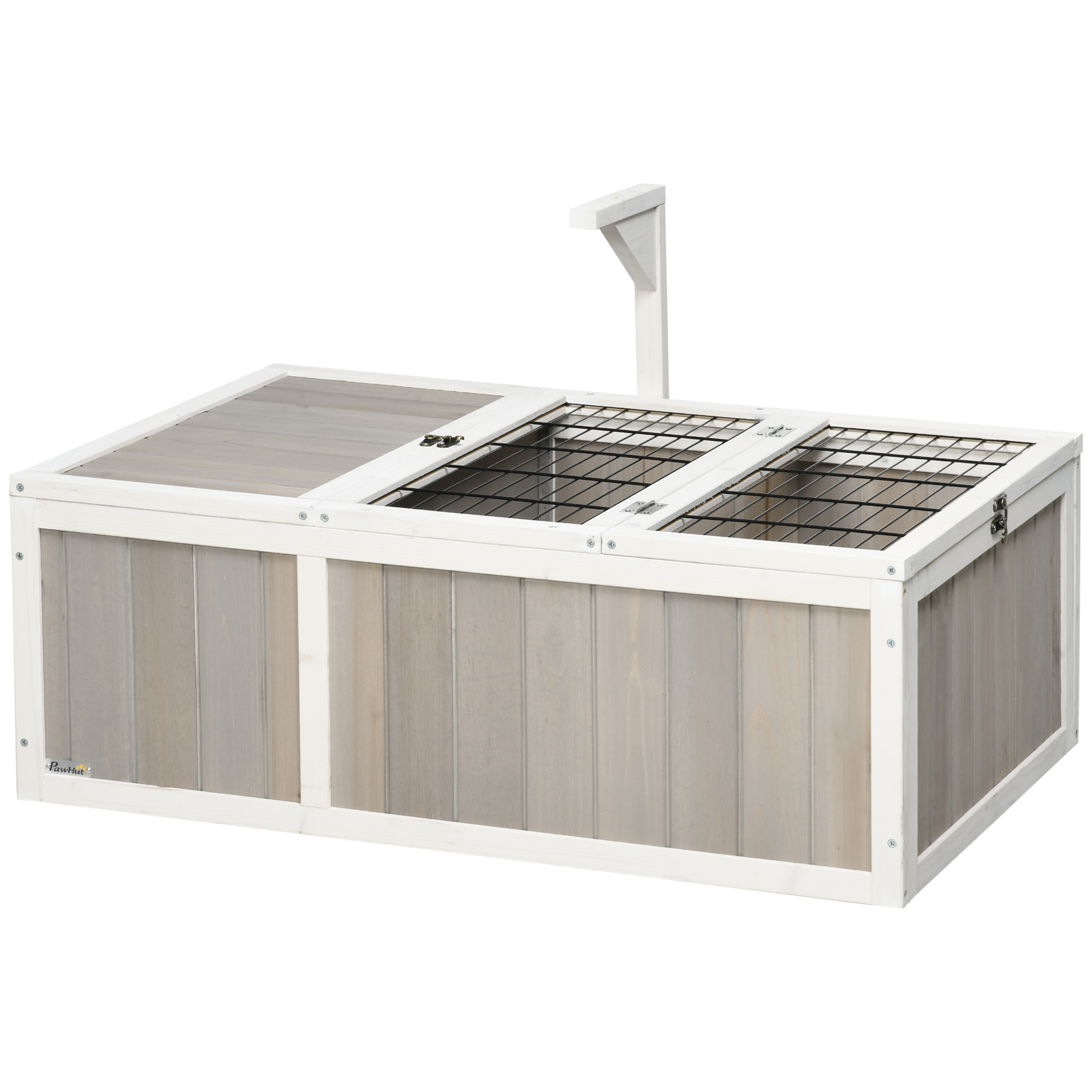 PawHut Haus Gehege für kleine Haustiere Schildkröte mit 2 Räumen Größe 91,5L x 61B x 33H cm - Fichtenholz Aosom