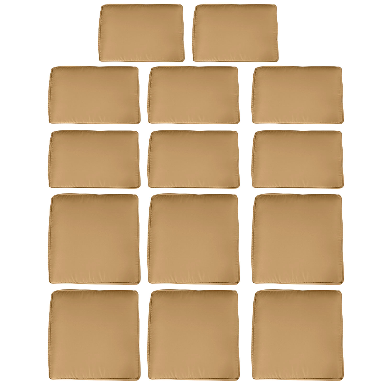 Outsunny Set mit 14 Ersatzbezügen für Gartenmöbelkissen - 6 Sitzkissenbezüge, 8 Rückenkissenbezüge - Bezüge mit Reißverschluss aus wasserabweisendem braunem Polyester Aosom