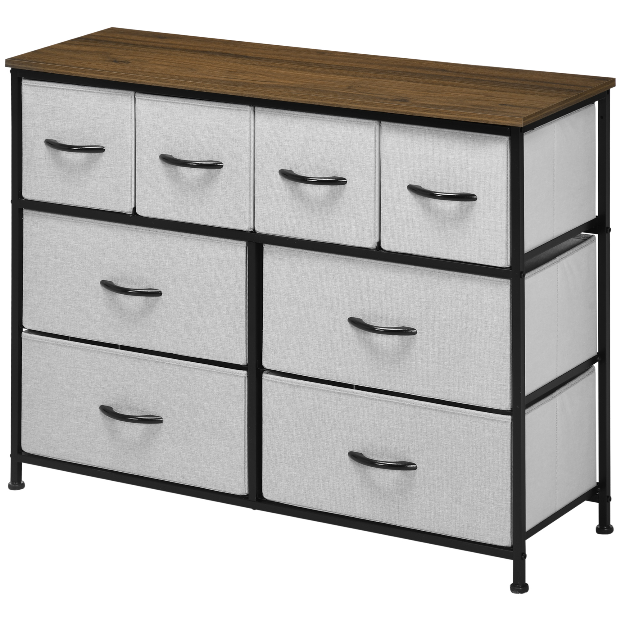 HOMCOM Kommode Aufbewahrungsmöbel 5 Schubladen Aus Stoff 98 X 29 X 63 Cm In Schwarzer Stahlstruktur~1rn9d7skpjg01