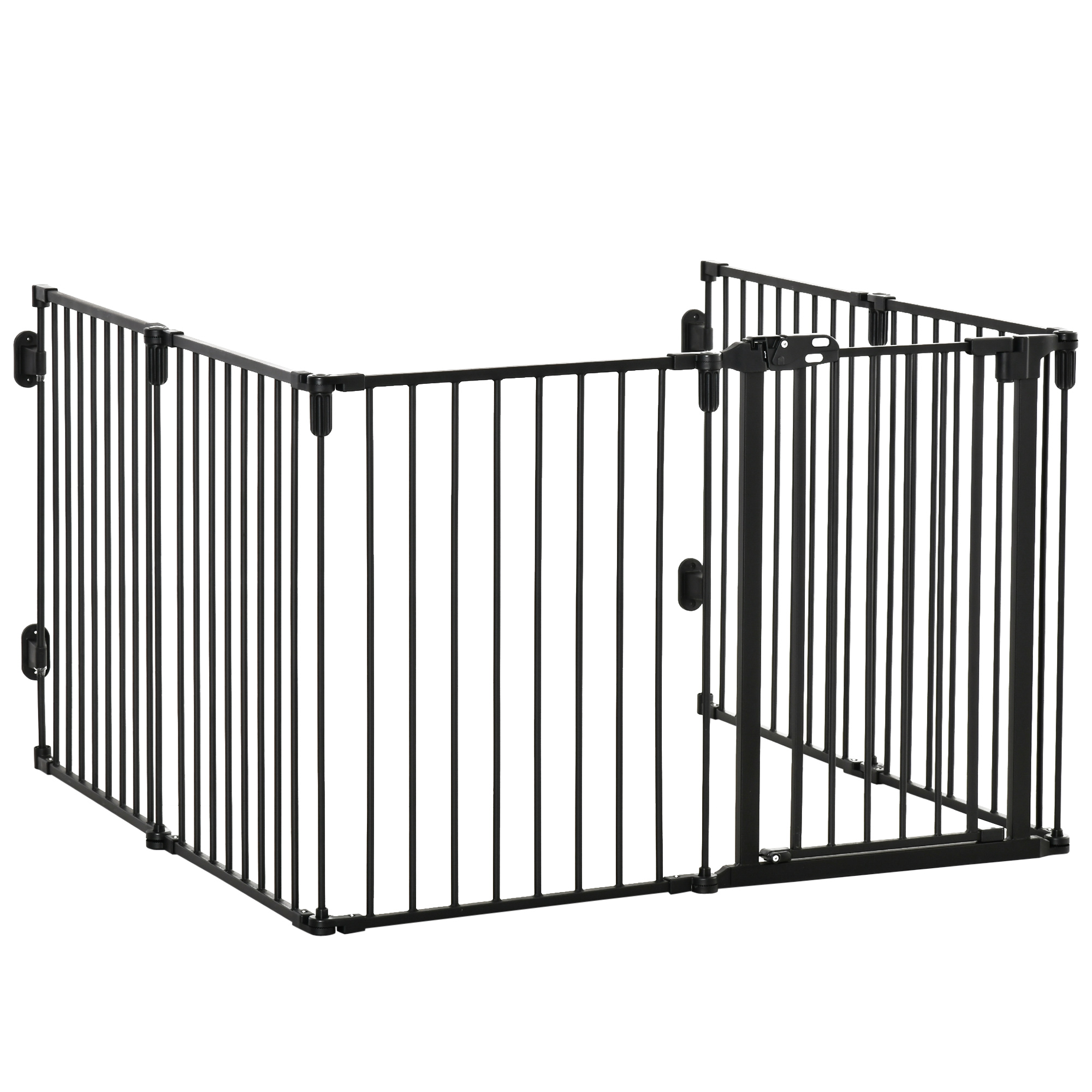 PawHut Sicherheitsgitter Kaminschutz Hundegitter faltbar flexibel 6 Paneele mit Tür ohne Bohren 362,5 x 76 cm Aosom