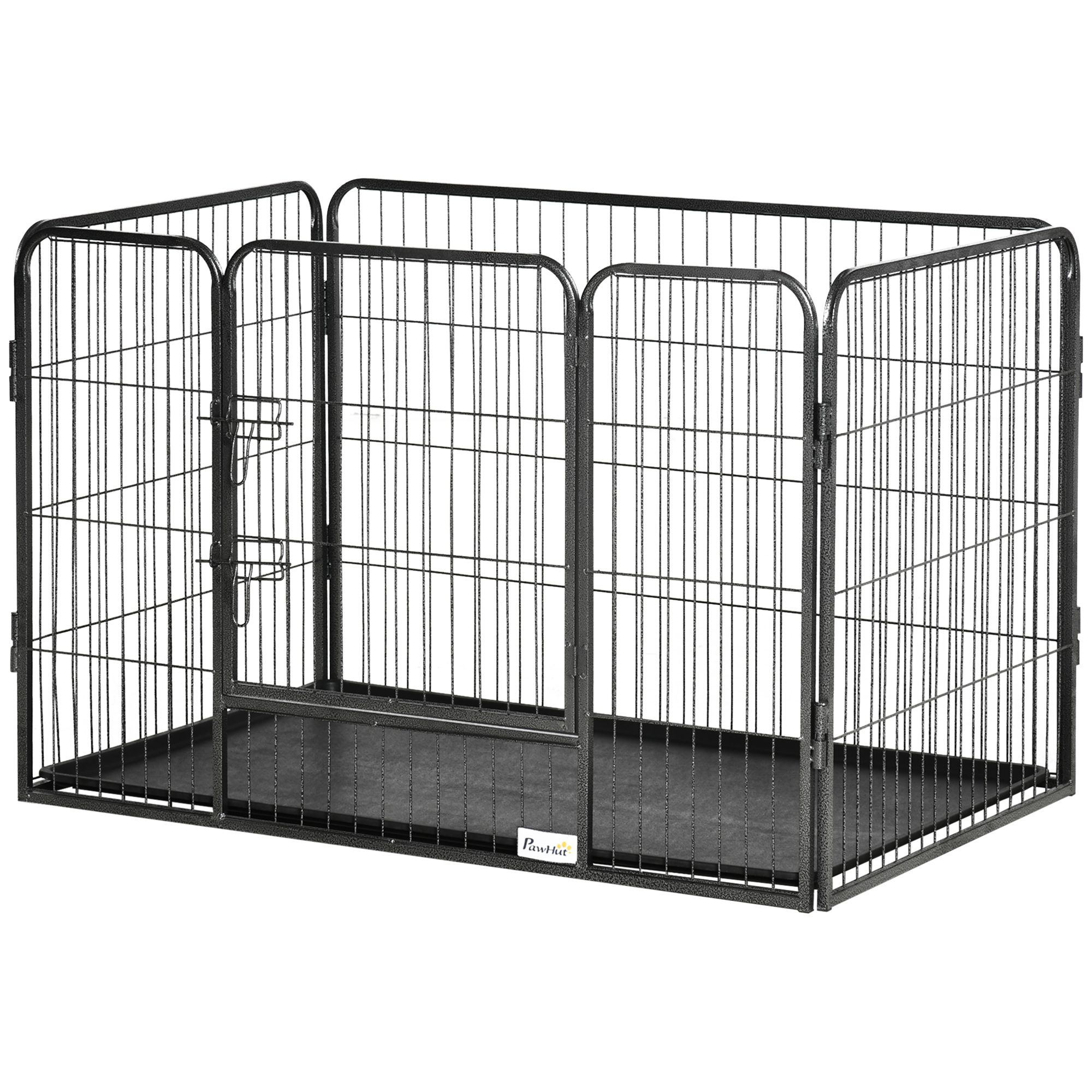 PawHut Hundezwinger 4-Stahlgitterpaneelen mit verriegelbarer Tür, Abmessungen 109L x 74B x 71H cm