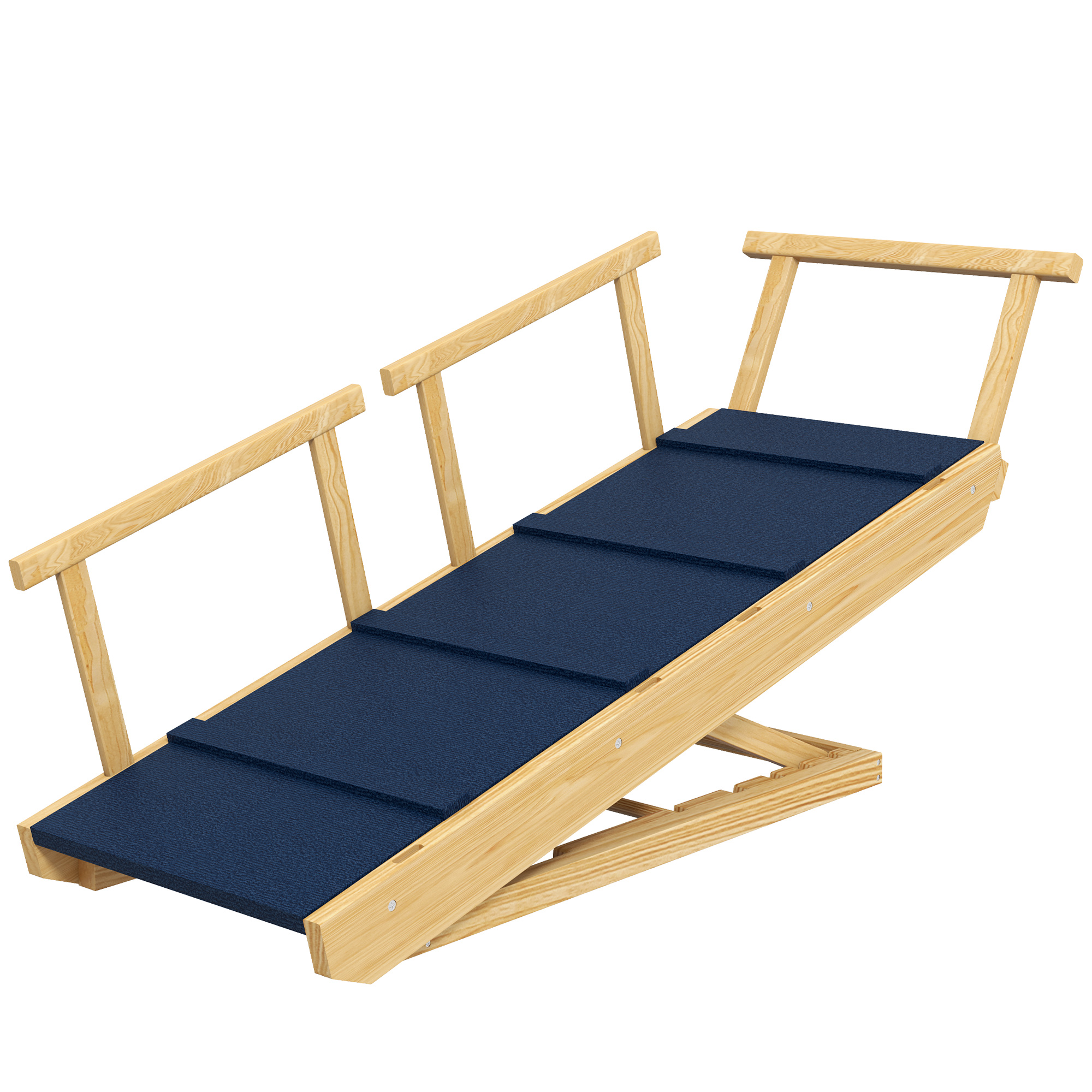 PawHut Rampe pour Chiens, Réglable en Hauteur, Pliable, avec Garde-Corps, pour Chiens jusqu’à 40kg, Cadre en Bois, 85 x 40 x 78,5 cm, Noir