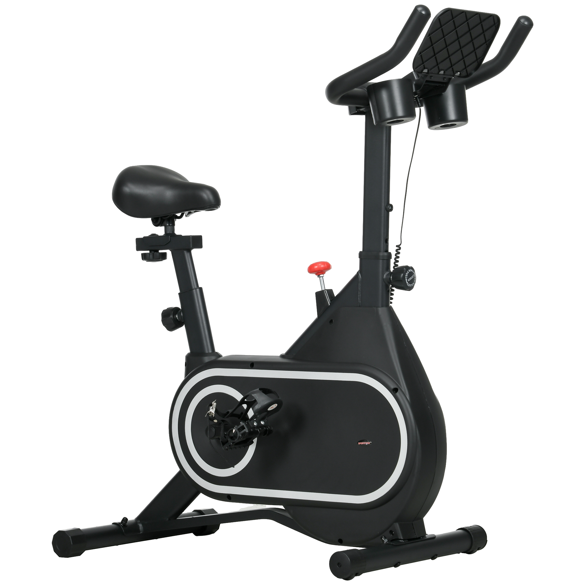 SPORTNOW Heimfahrrad Fitnessbike Indoor-Exercise-Bike mit leisem Schwungrad LCD-Display verstellbarem Lenker und Sitz Tabletthalter Flaschenhalter aus Stahl in Schwarz Aosom
