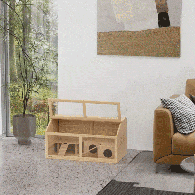 PawHut Cage pour hamsters syriens et hamsters nains, avec plateforme, pont suspendu, cabane, 85x45x44 cm