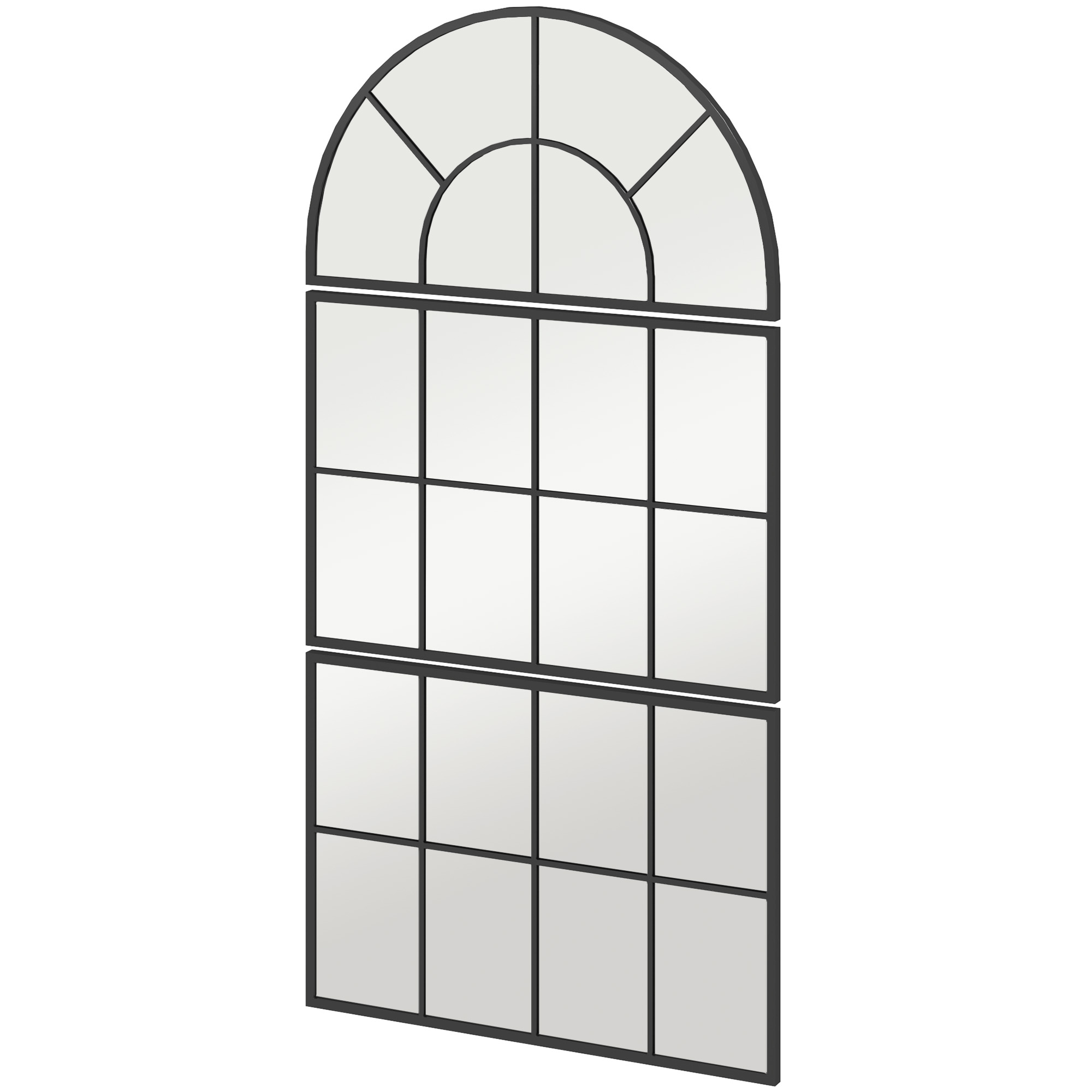 Gecheer Wandspiegel hangspiegel gangspiegel decoratieve spiegel make-up spiegel badkamerspiegel zwart 80x120 cm gebogen ijzer