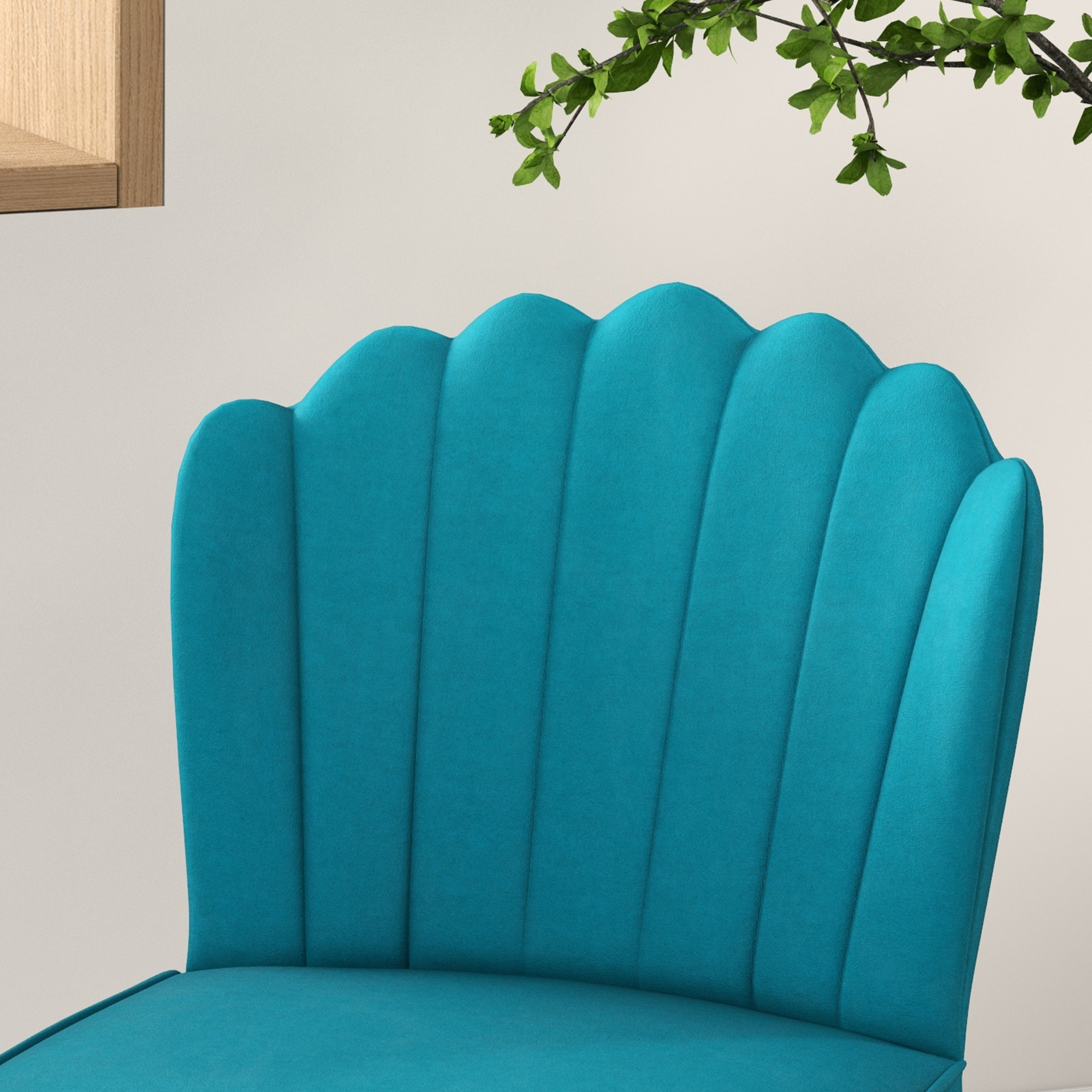Set of 2 Velvet-Feel Shell Accent Chair Blue 9