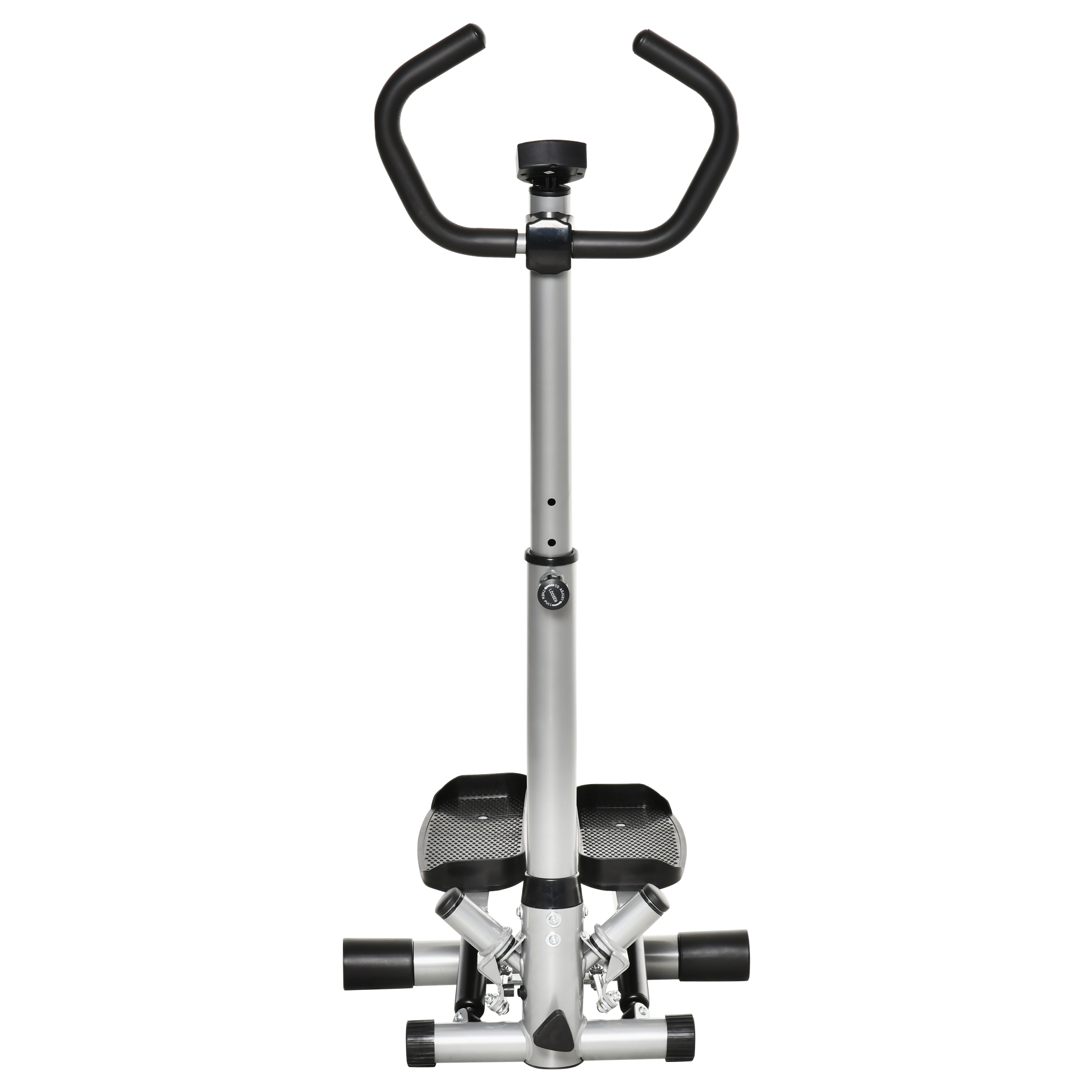 Stepper De Fitness HOMCOM Avec Guidon Réglable – Écran LCD, Pédales Antidérapantes, Bandes élastiques Pour Bras – Entraînement Complet – Poids Max 100 Kg – Noir