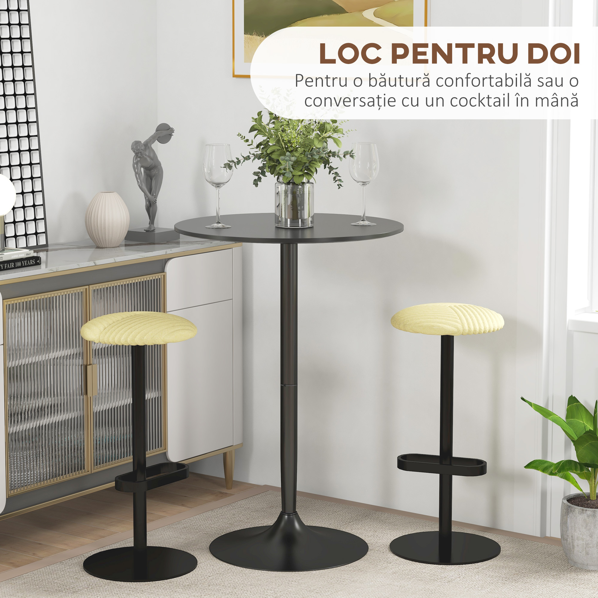  Masa De Bucatarie Moderna Inalta, Cadru De Otel [3]