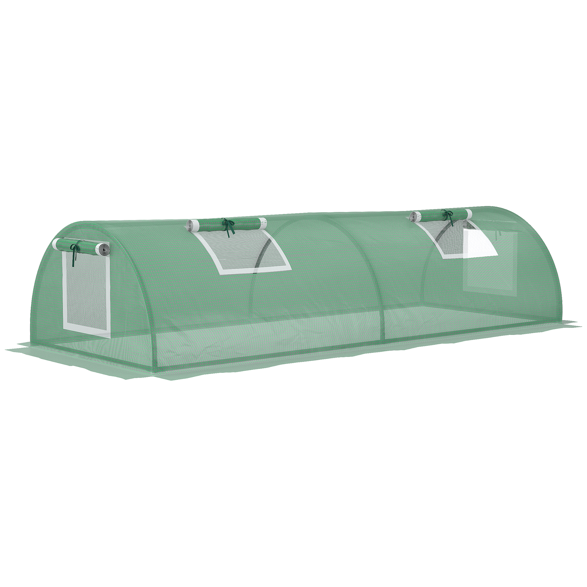 Outsunny foliekas, UV-bestendig minitunnelkas, ideaal voor tuinteelt, met gaasvenster, eenvoudig te monteren, 200 x 80 x 45 cm, groen | Aosom.nl