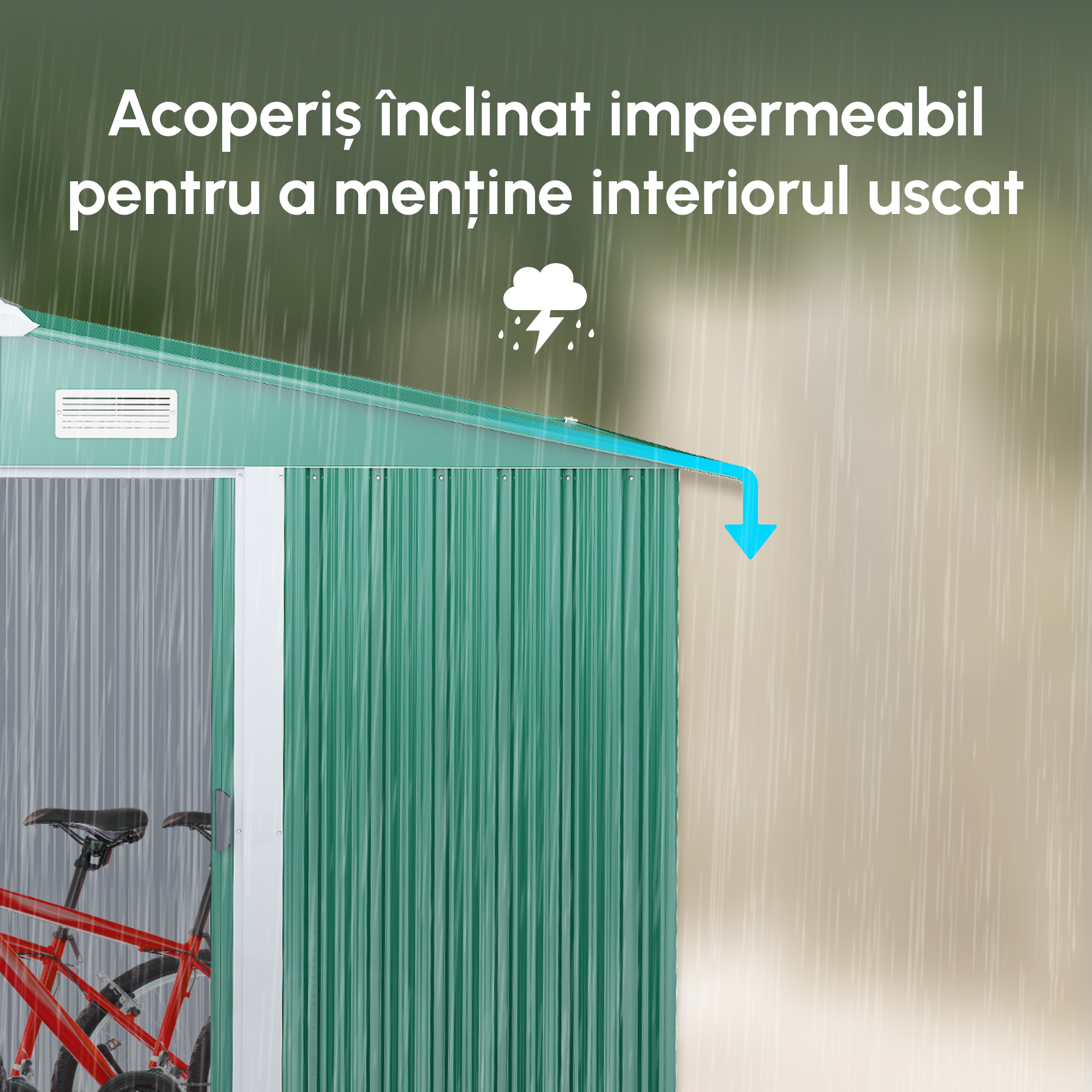  Dulap pentru Ustensile de Gradina din Latime din Otel, 246 x 192.5 x 177.5 cm, Verde [7]