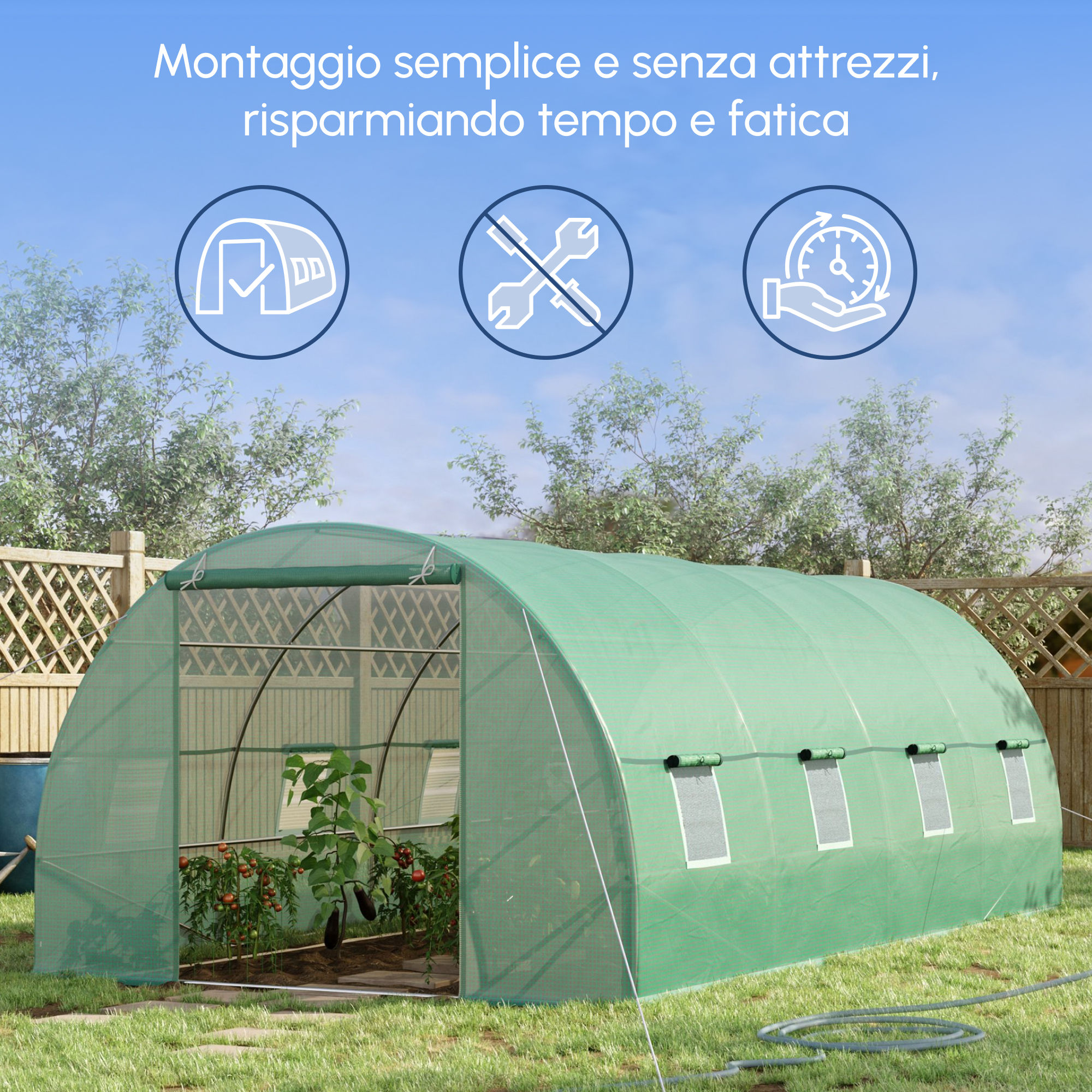 Outsunny Serra Per Orto A Tunnel 3x2x2m Trasparente | Italy - Foto 5