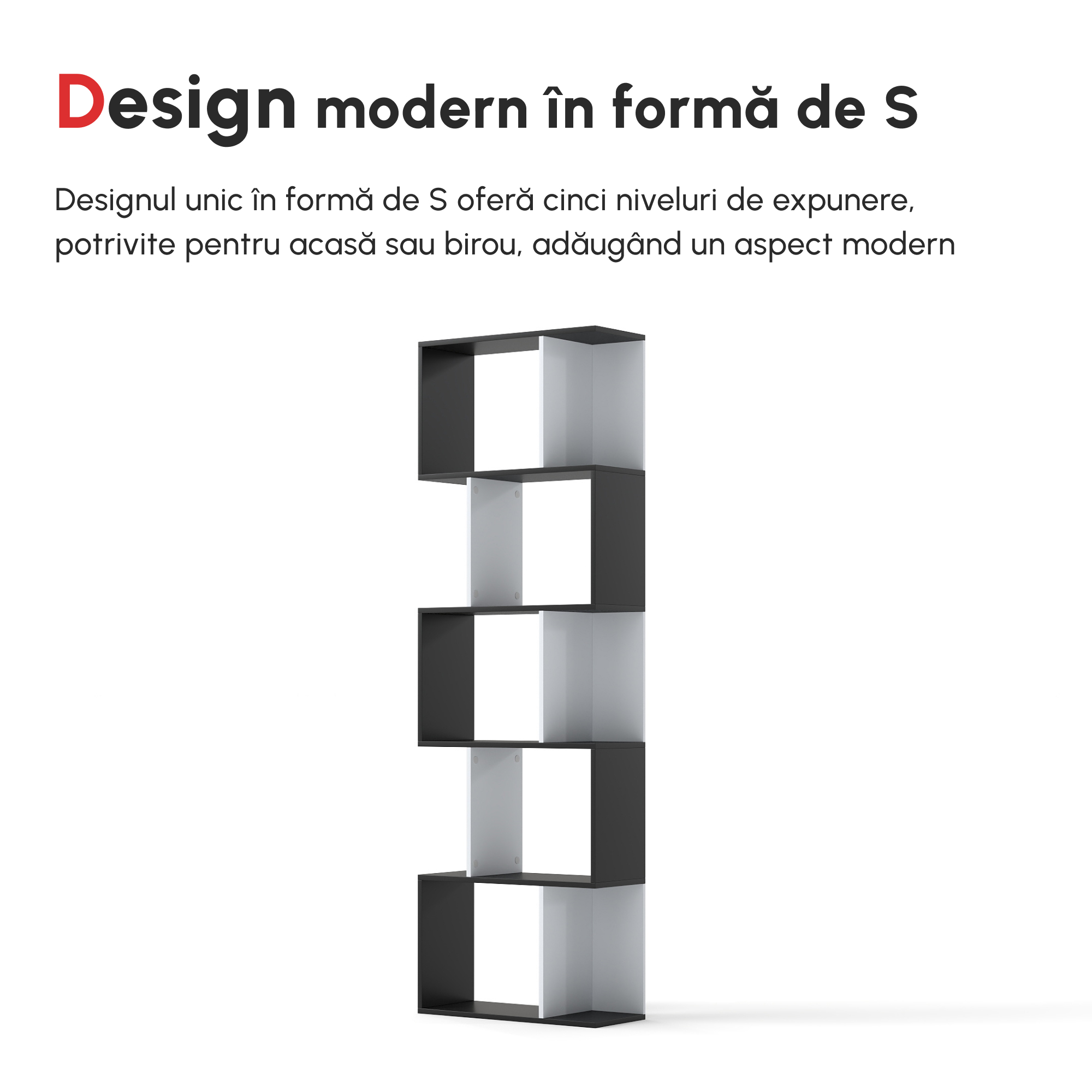  biblioteca de perete, 5 rafturi, 60x24x184.5cm [7]