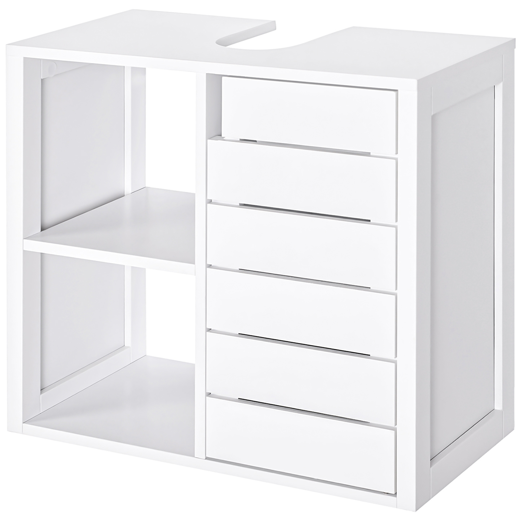 kleankin Mueble Bajo de Lavabo para Baño Suspendido Compacto con 2 Estantes Abiertos y Zona Cerrada 60x30x54 cm Blanco   Aosom España