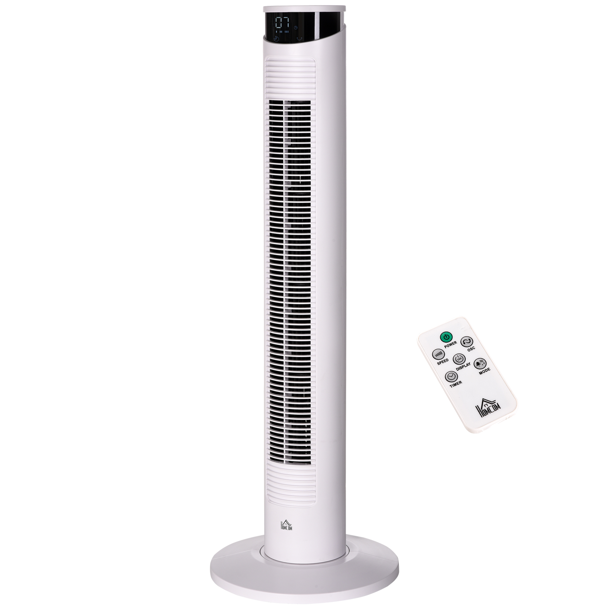 Ventilateur Colonne HOMCOM 45W - Télécommande, Minuterie 10h, 3 Vitesses