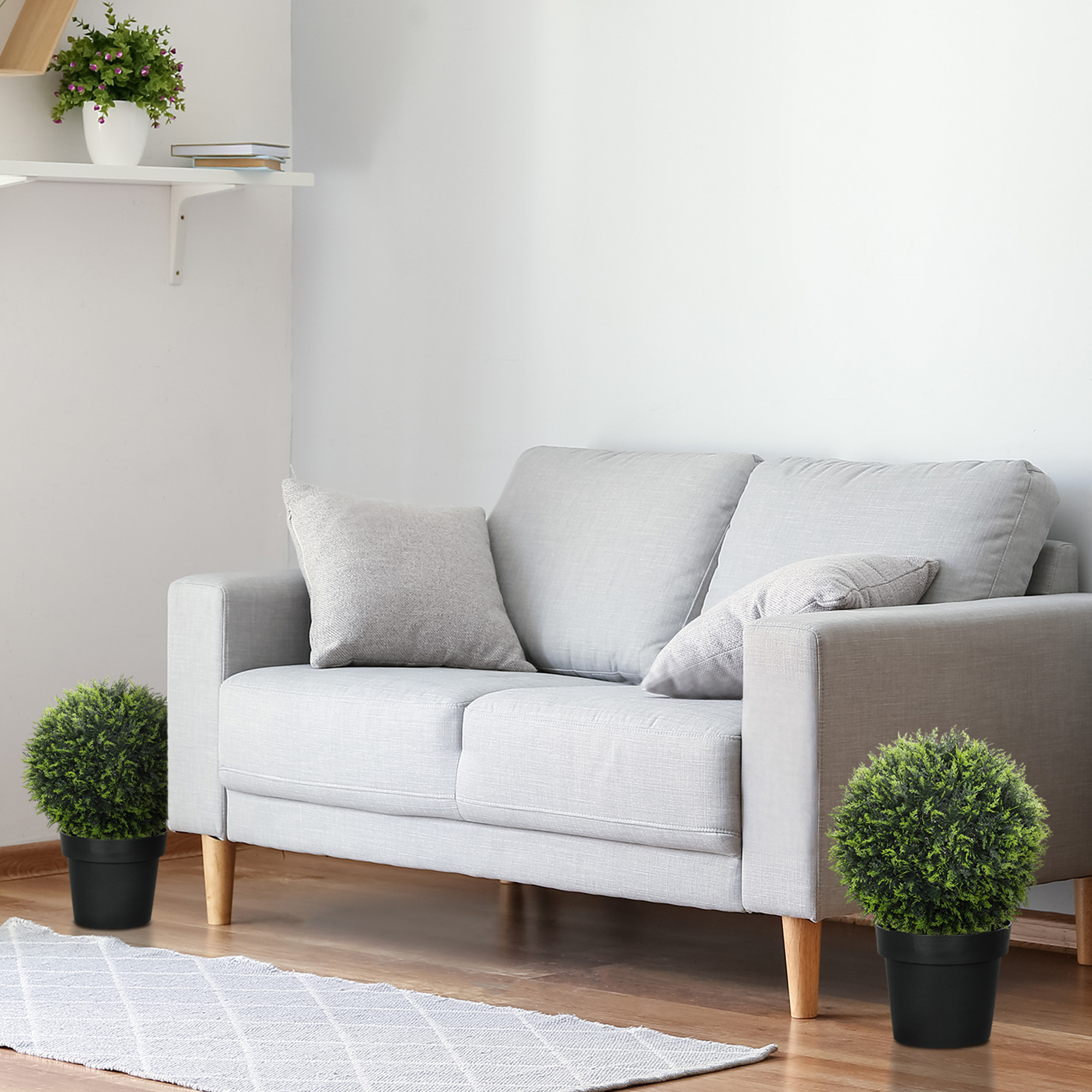 Piante Artificiali A Sfera Di Cedro HOMCOM - Set 2 Pezzi Ø45cm, UV Resistant - Foto 13