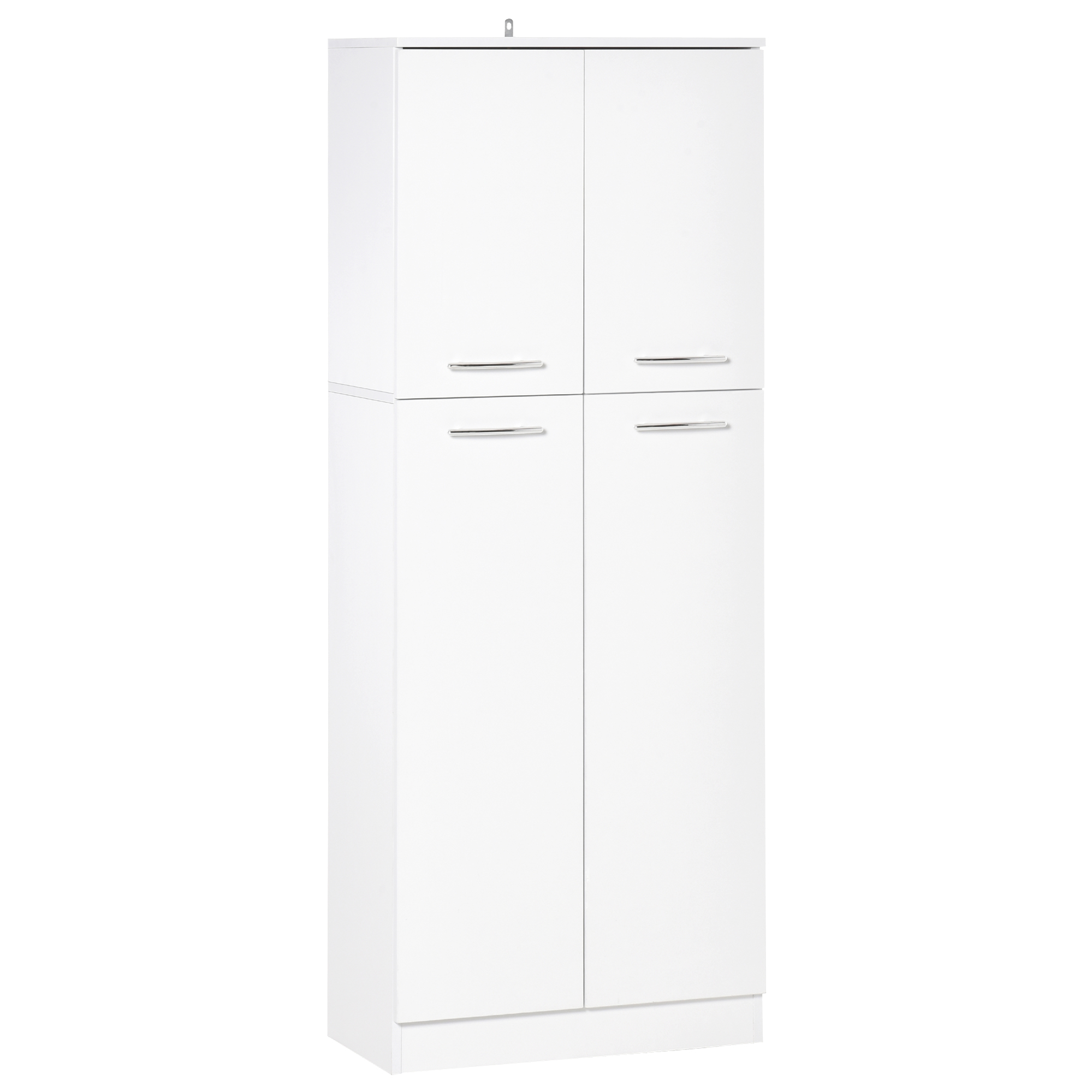 HOMCOM Armario Alto de 2 Puertas Mueble Auxiliar de Almacenaje Multifuncional con 5 Estantes y Baldas Ajustables 59x31x155 cm Blanco | Aosom España